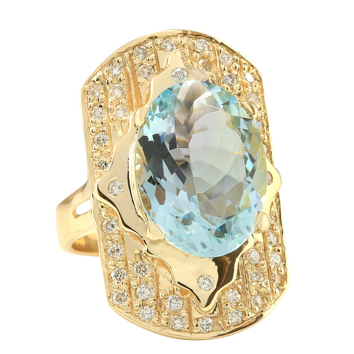 7.35 Carat Natural Aquamarine 14 Karat Yellow Gold Diamond Ring
Stamped: 14K Yellow Gold
Total Ring Weight: 8.7 Grams
Total Natural Aquamarine Weight is 6.80 Carat (Measures: 15.00x11.00 mm)
Color: Blue
Total Natural Diamond Weight is 0.55