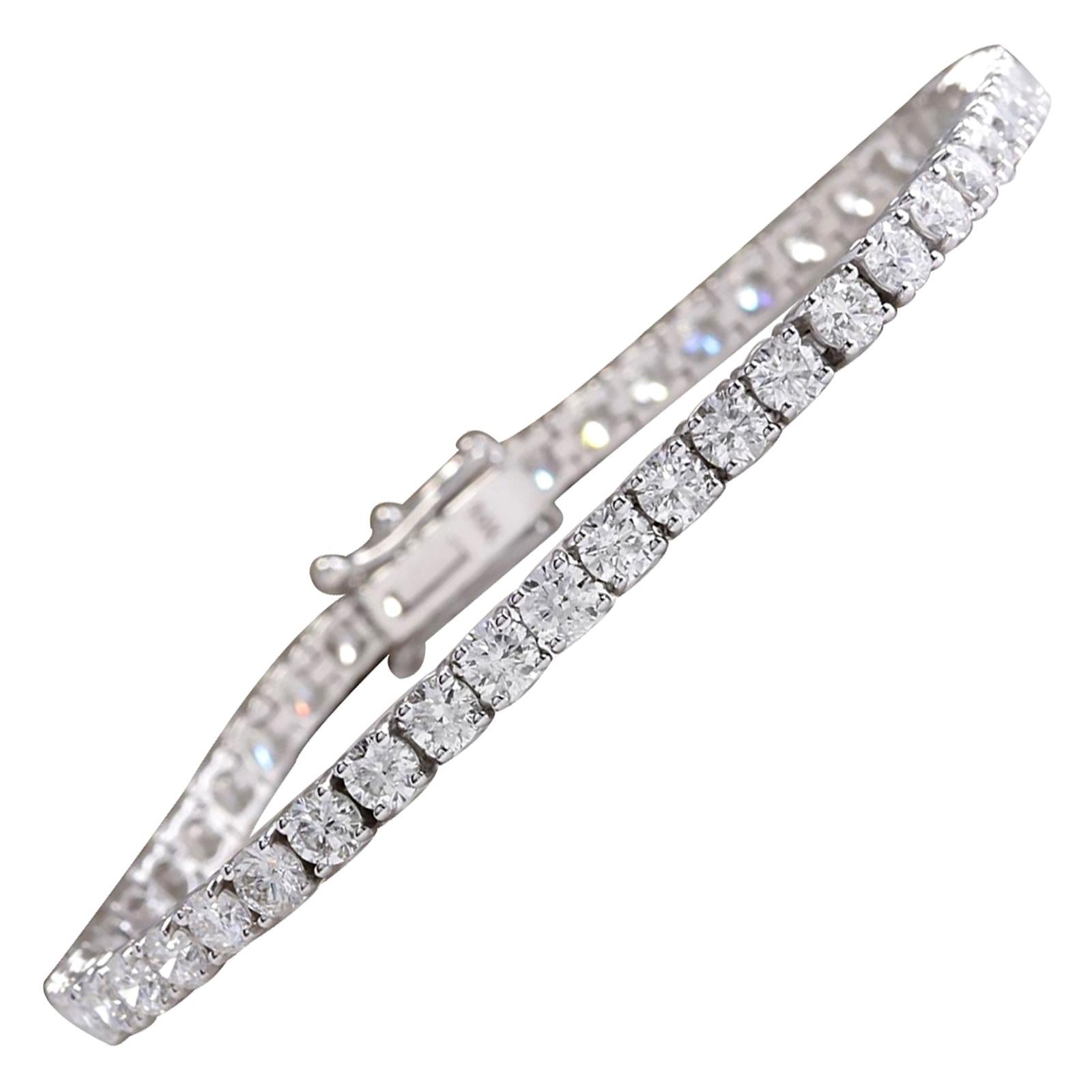 7.35 Carat Diamond Bracelet In 14 Karat White Gold  For Sale