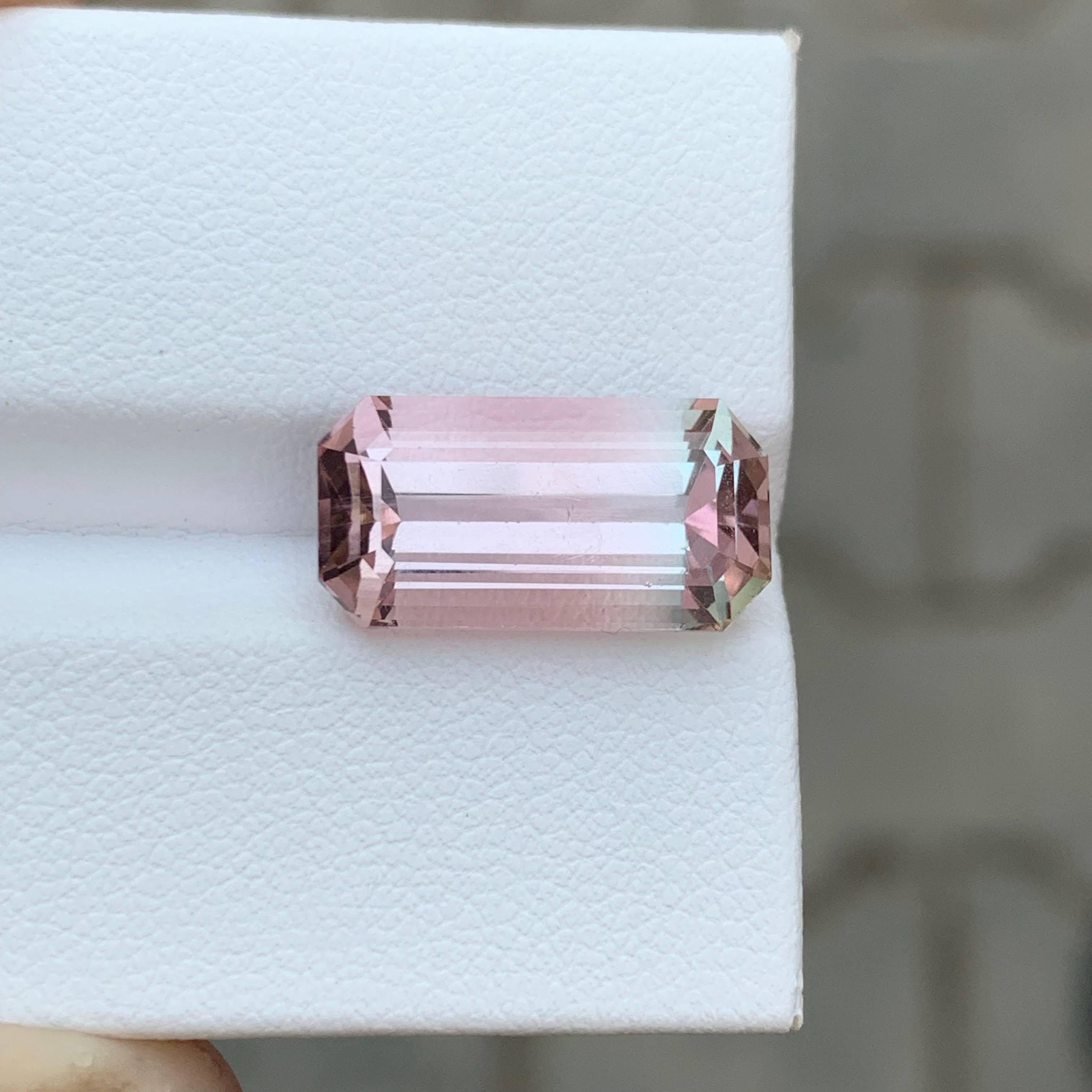 7.35 Carat Natural Loose Bi Color Tourmaline Stone Emerald Cut Afghan Gemstone (pierre précieuse afghane de taille émeraude) en vente 5