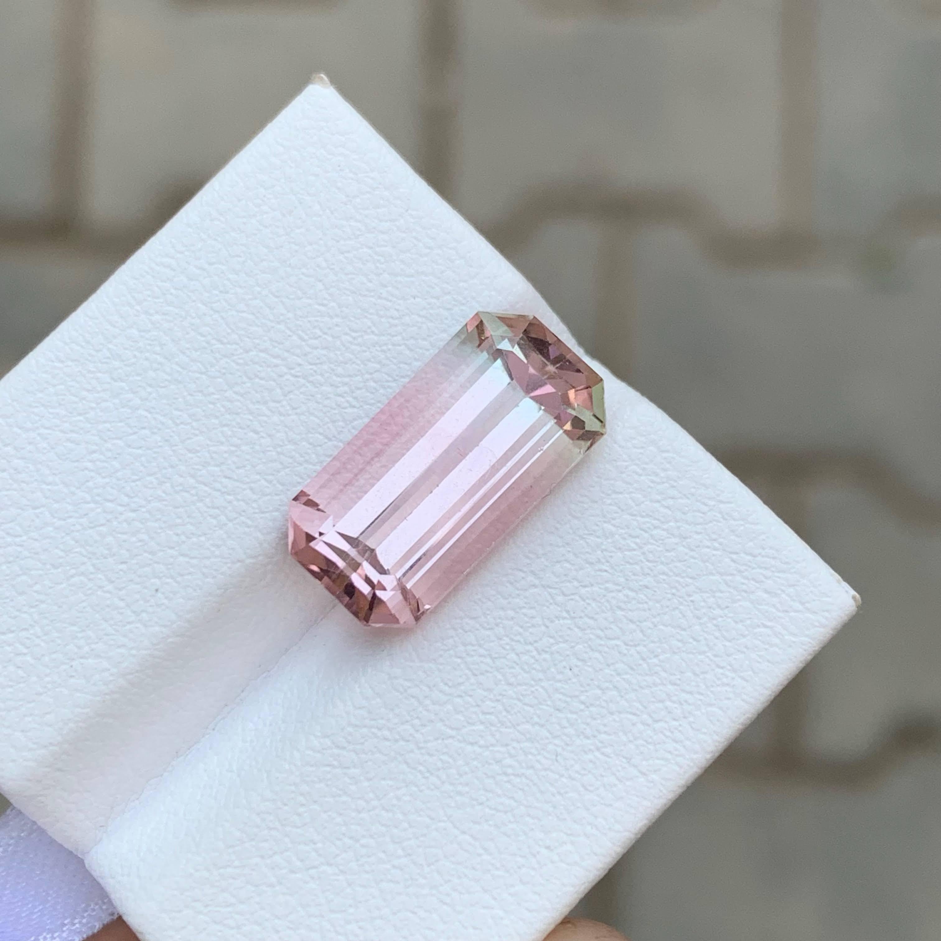 7.35 Carat Natural Loose Bi Color Tourmaline Stone Emerald Cut Afghan Gemstone (pierre précieuse afghane de taille émeraude) en vente 2