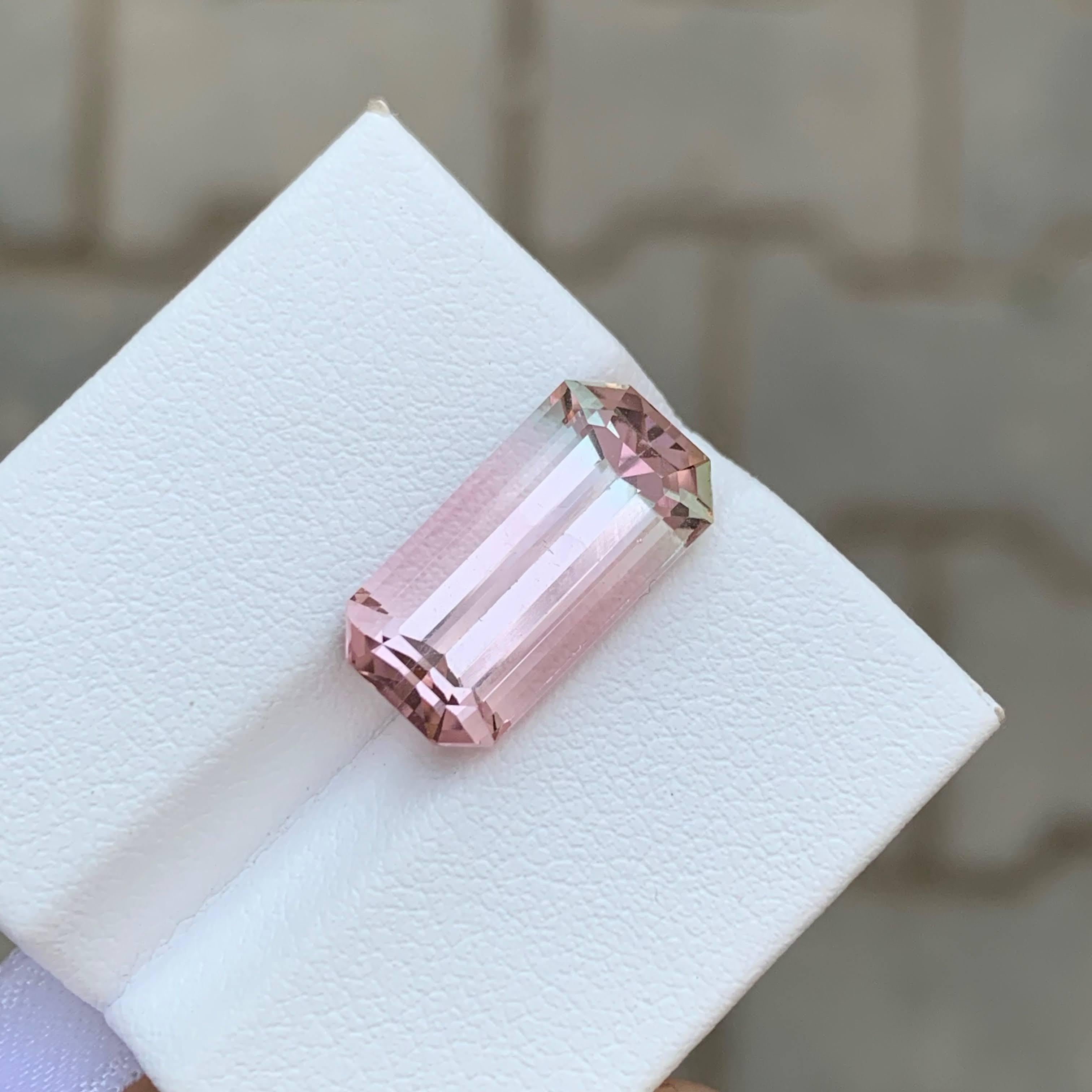 7.35 Carat Natural Loose Bi Color Tourmaline Stone Emerald Cut Afghan Gemstone (pierre précieuse afghane de taille émeraude) en vente 3