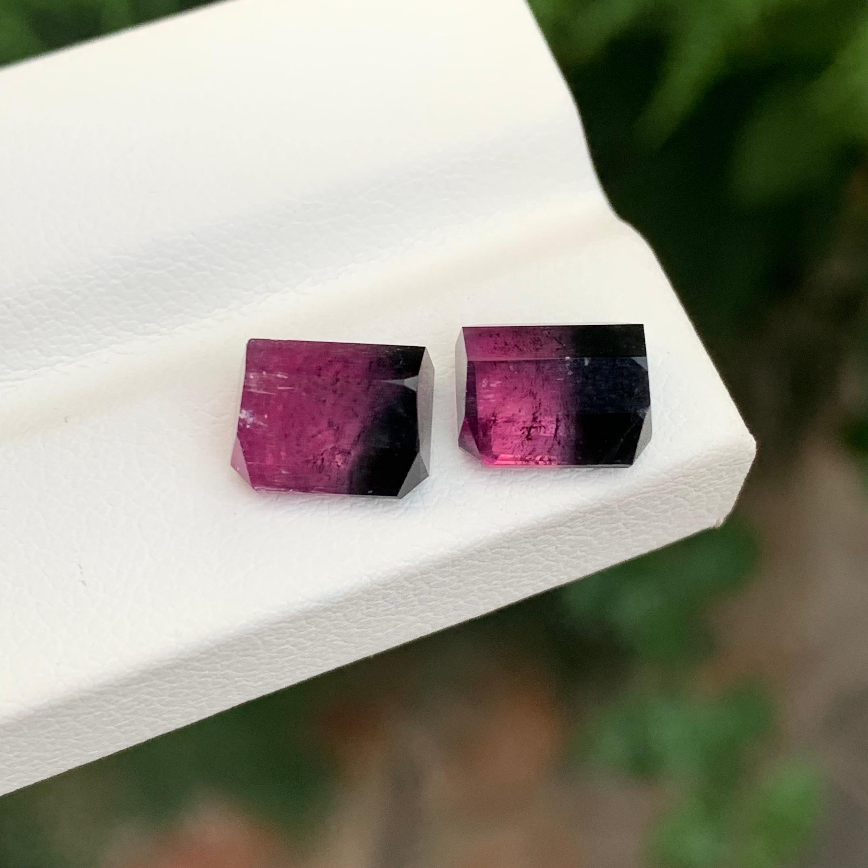 7.35 Carat Natural Loose Bi Colour Tourmaline Emerald Shape Gemstone For Sale 6