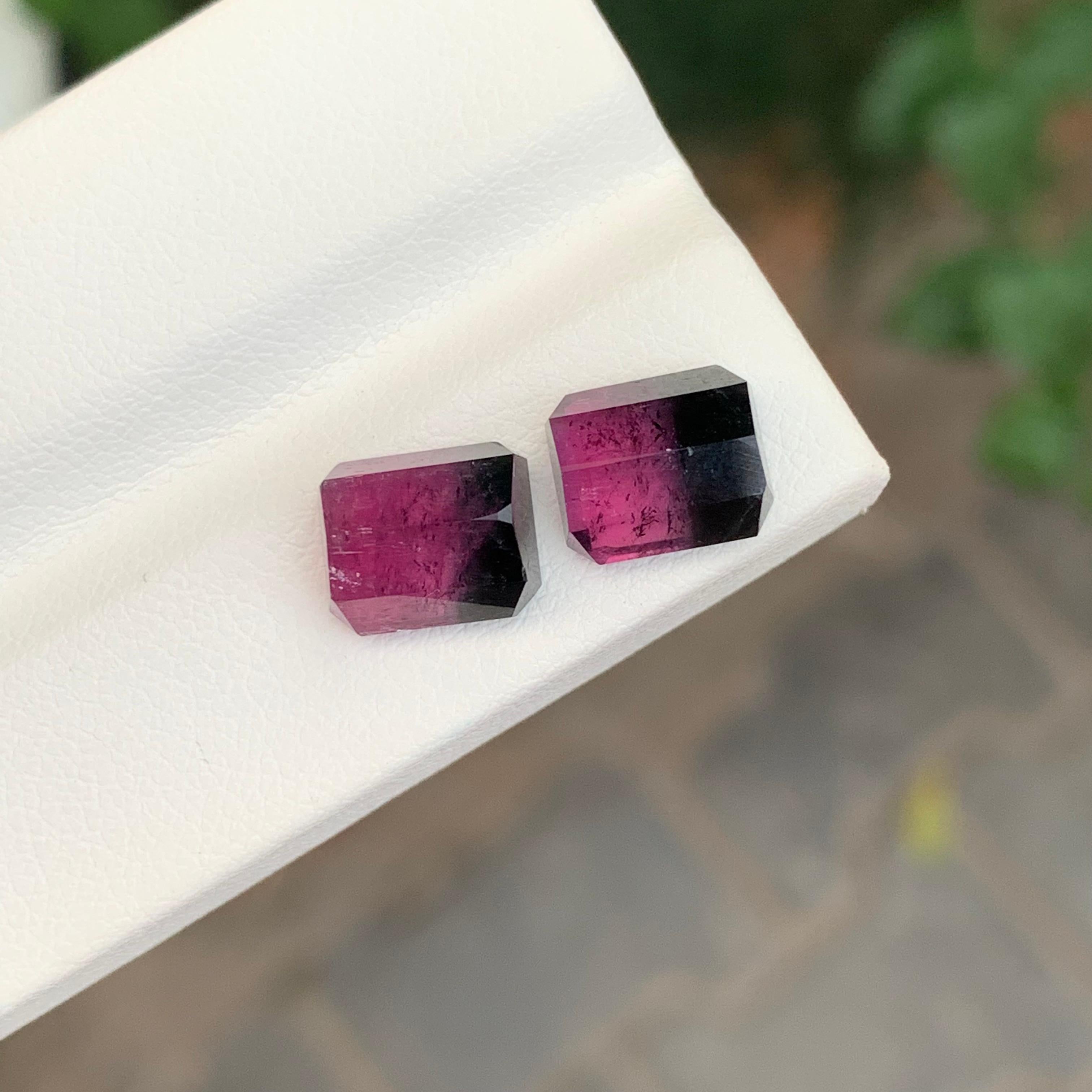 7.35 Carat Natural Loose Bi Colour Tourmaline Emerald Shape Gemstone For Sale 7