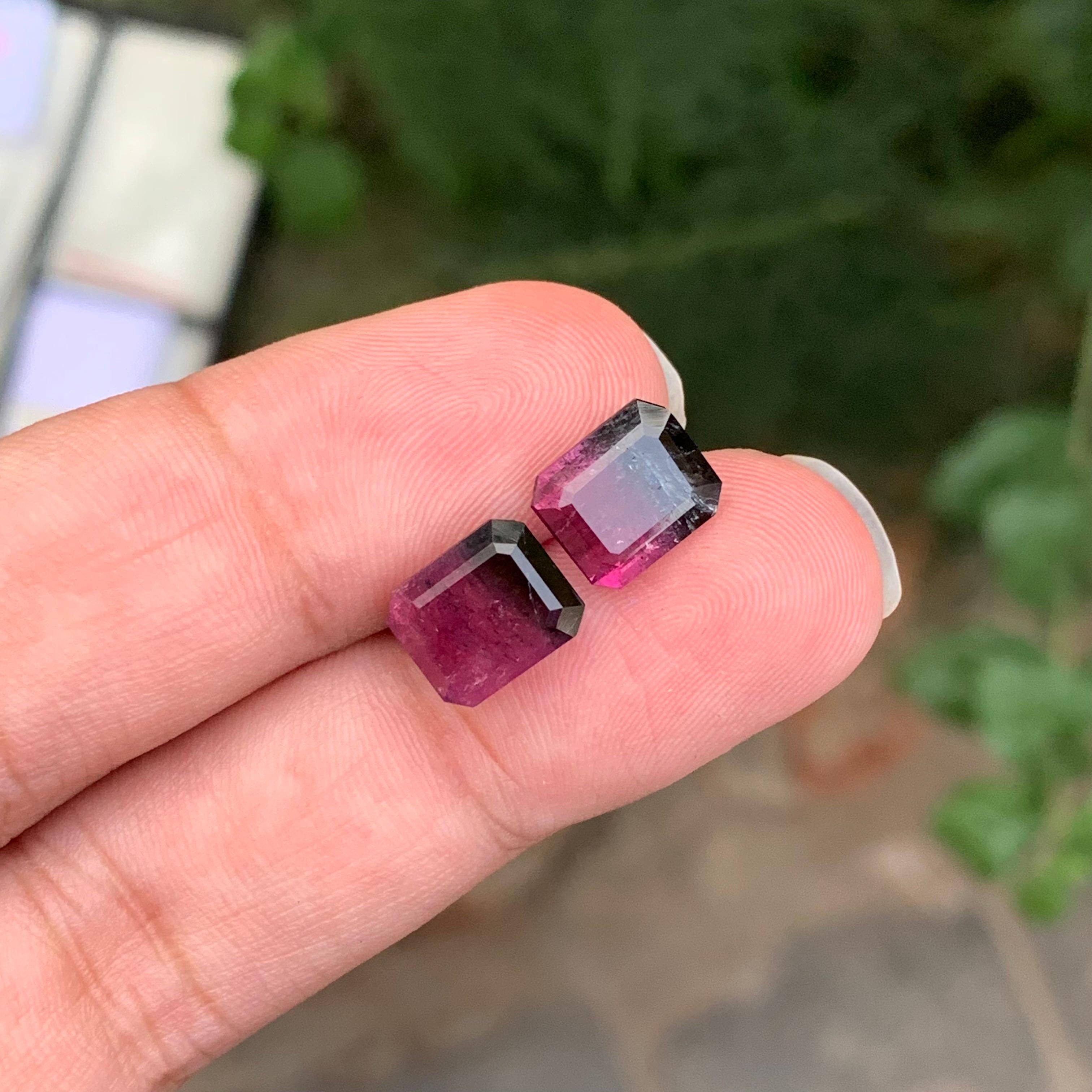 7.35 Carat Natural Loose Bi Colour Tourmaline Emerald Shape Gemstone For Sale 8