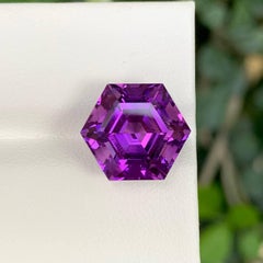 7.35 Carat Natural Loose Purple Amethyst Stone Hexagonal Cut Brazilian Gemstone