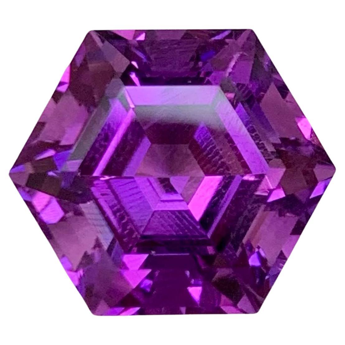7.35 Carat Natural Loose Purple Amethyst Stone Hexagonal Cut Brazilian Gemstone (Améthyste violette en vrac, taille hexagonale) en vente