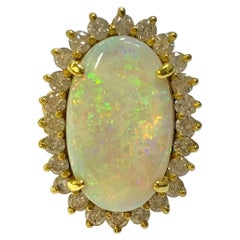 7.35 Carat Oval Opal and Diamond Ring