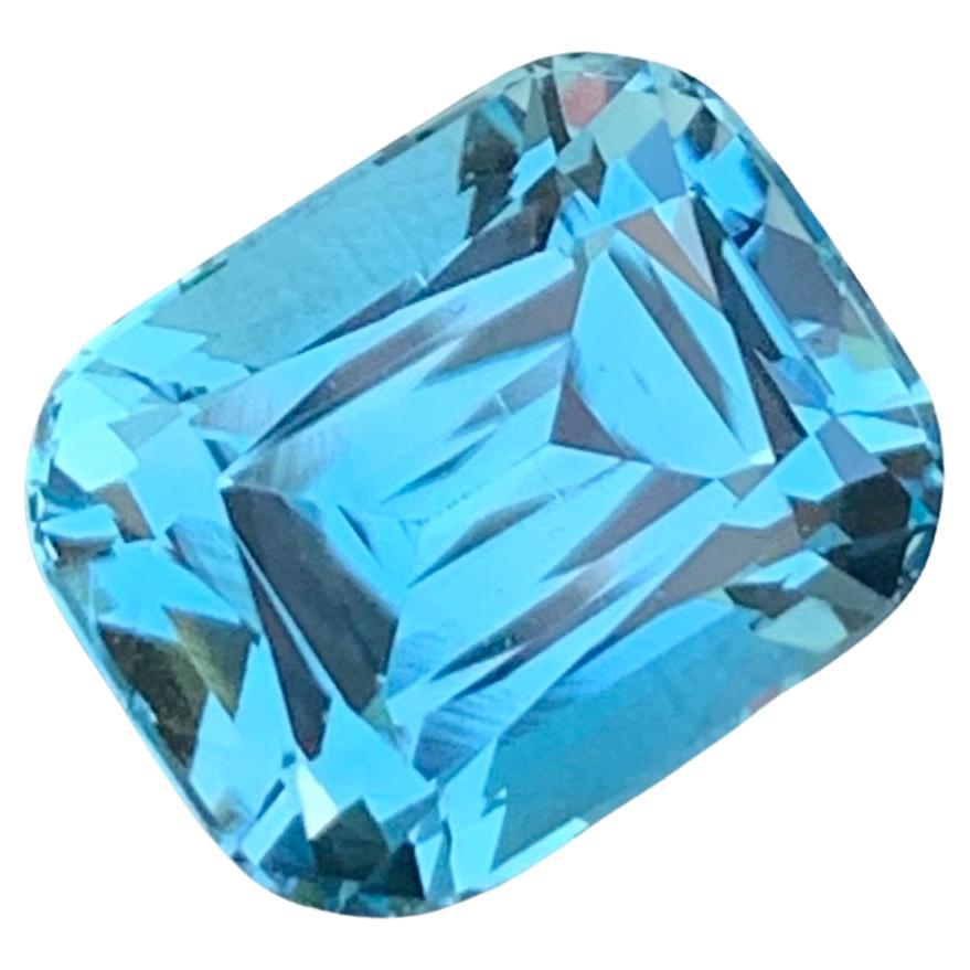 7.35 quilates bonita gema suelta de topacio azul en forma de cojín para joyería