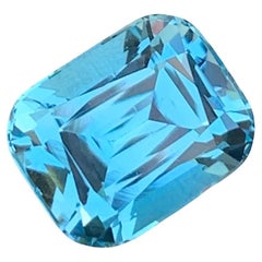 7.35 quilates bonita gema suelta de topacio azul en forma de cojín para joyería