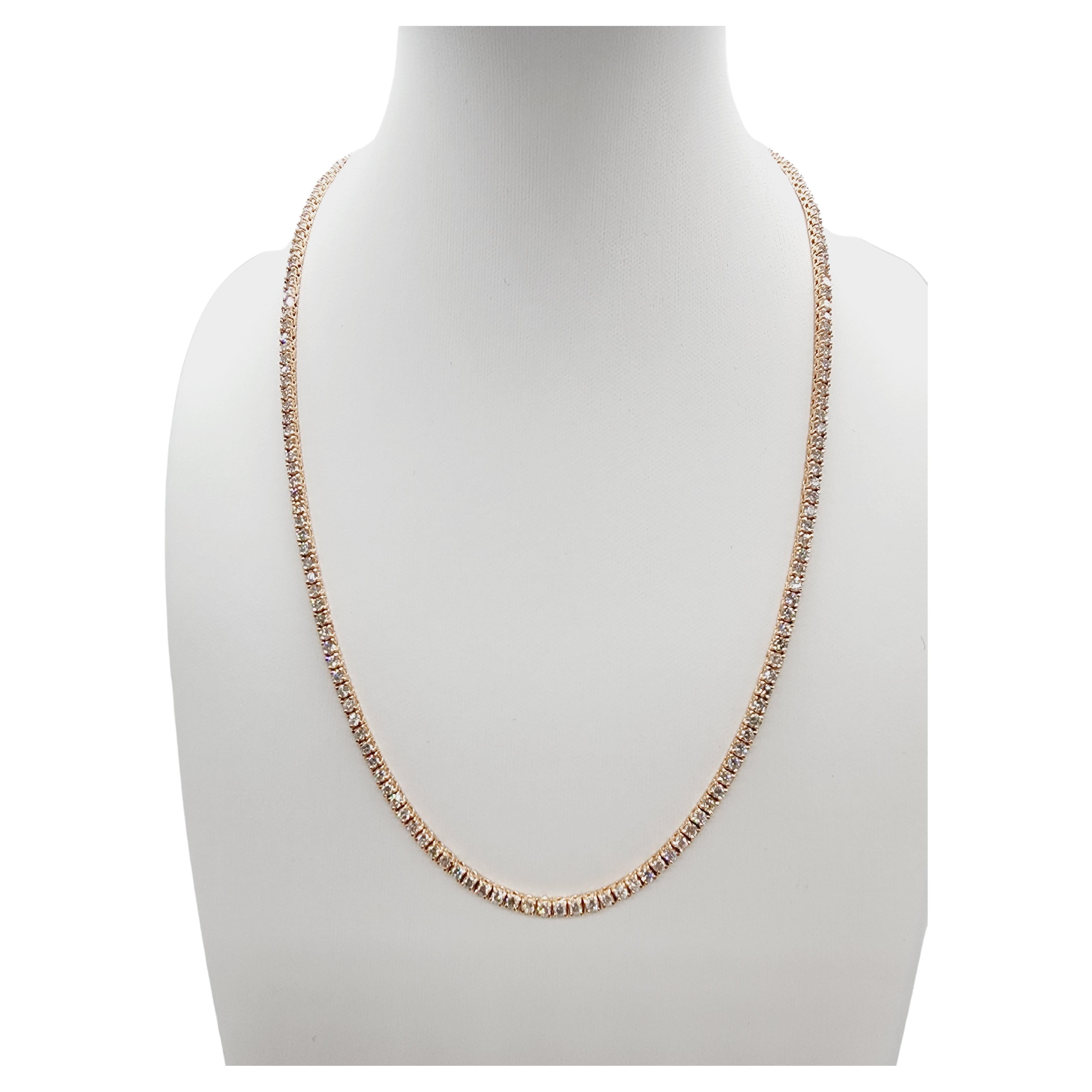 20 Carat Diamond Tennis Necklace 14K Rose Gold 18.5-Inch