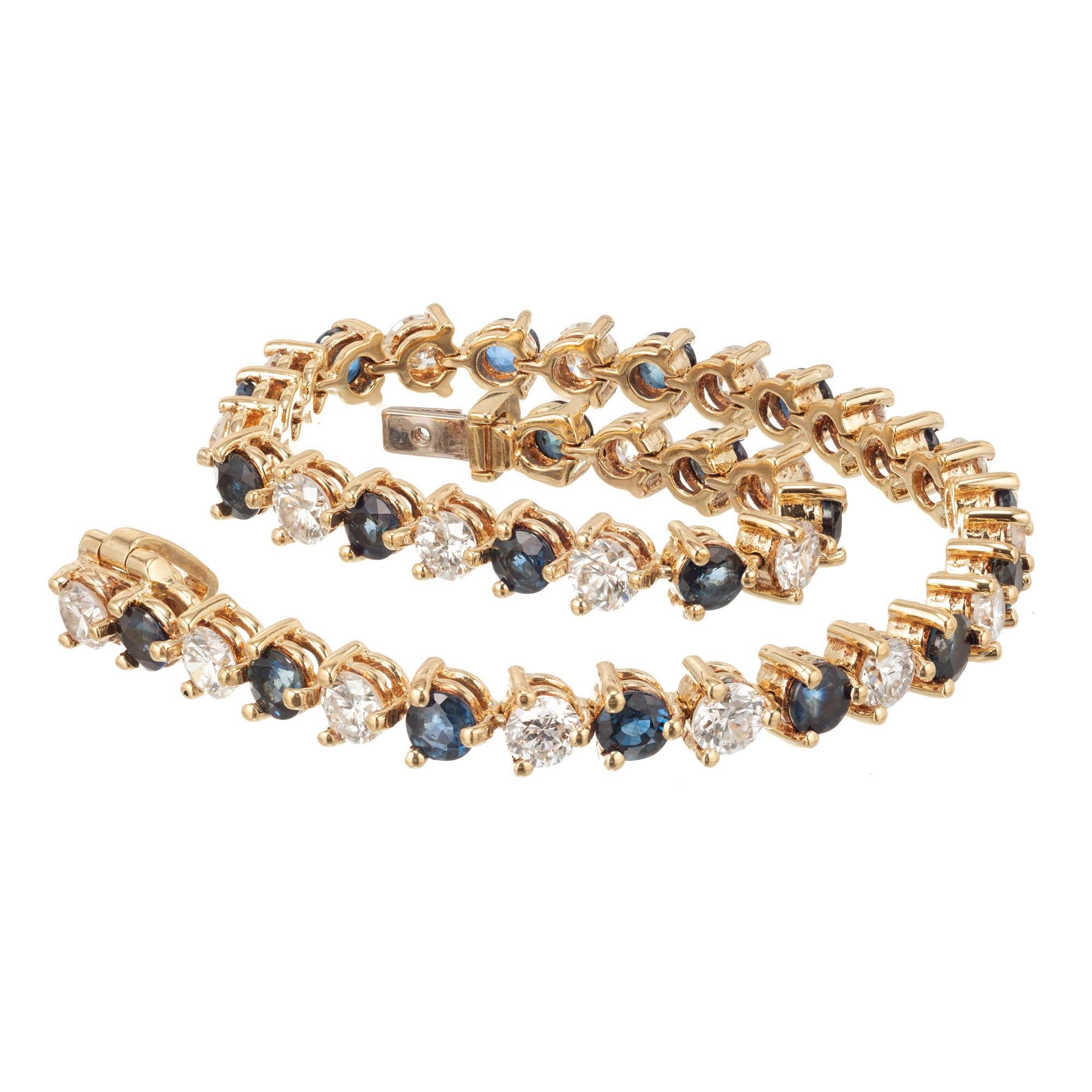 7.35 Carat Sapphire Diamond Gold Hinged Link Bracelet