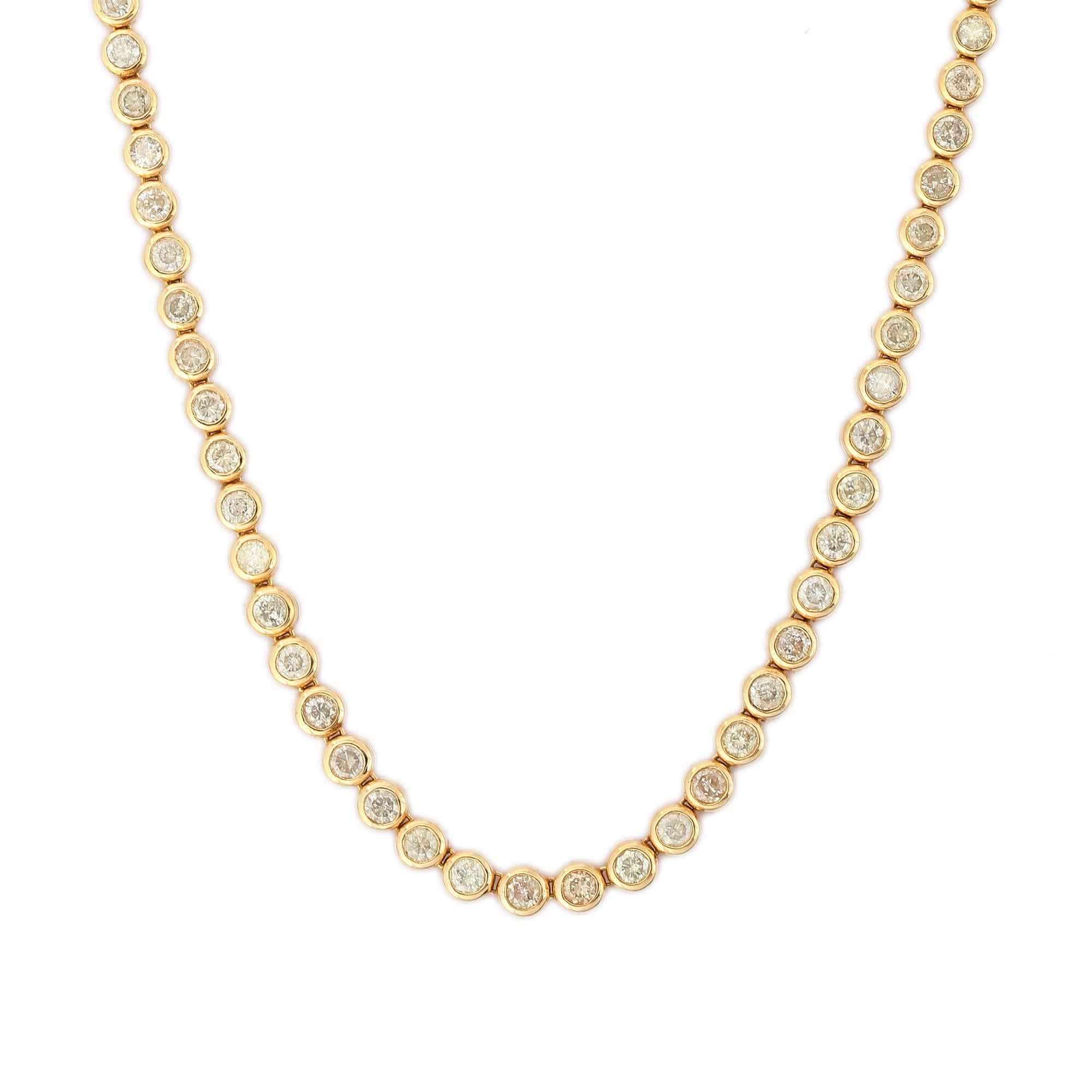 7.35 Carat Timeless Diamond Tennis Necklace in 18k Yellow Gold Gift for Women In New Condition For Sale In New York, NY