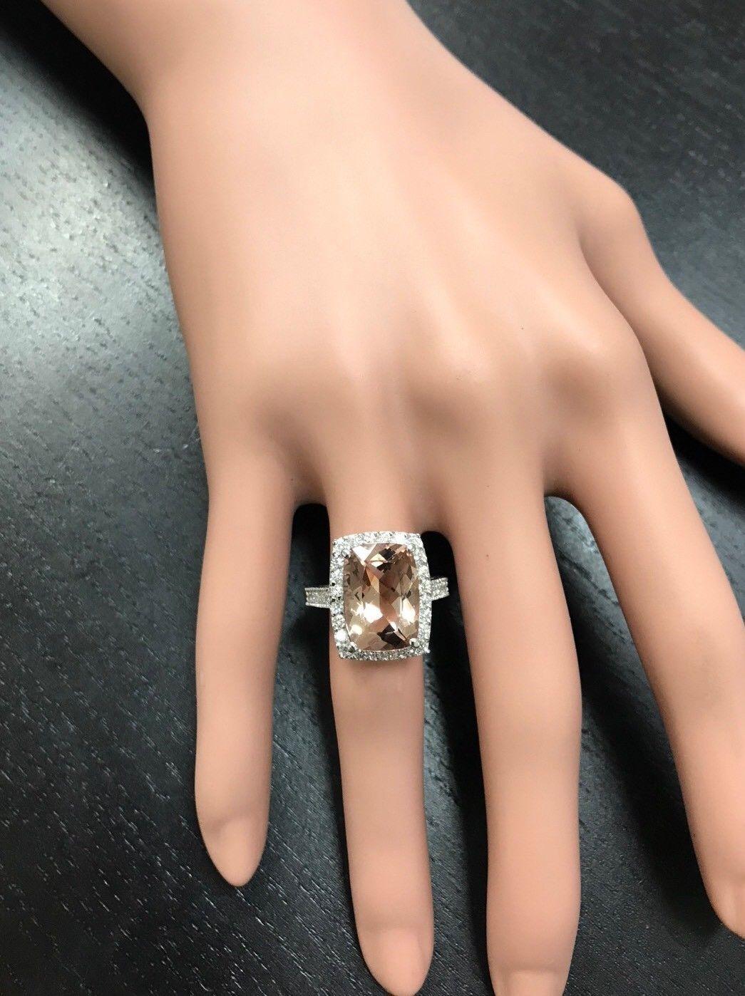 7.35 Carat Exquisite Natural Morganite and Diamond 14 Karat Solid Gold Ring In New Condition For Sale In Los Angeles, CA