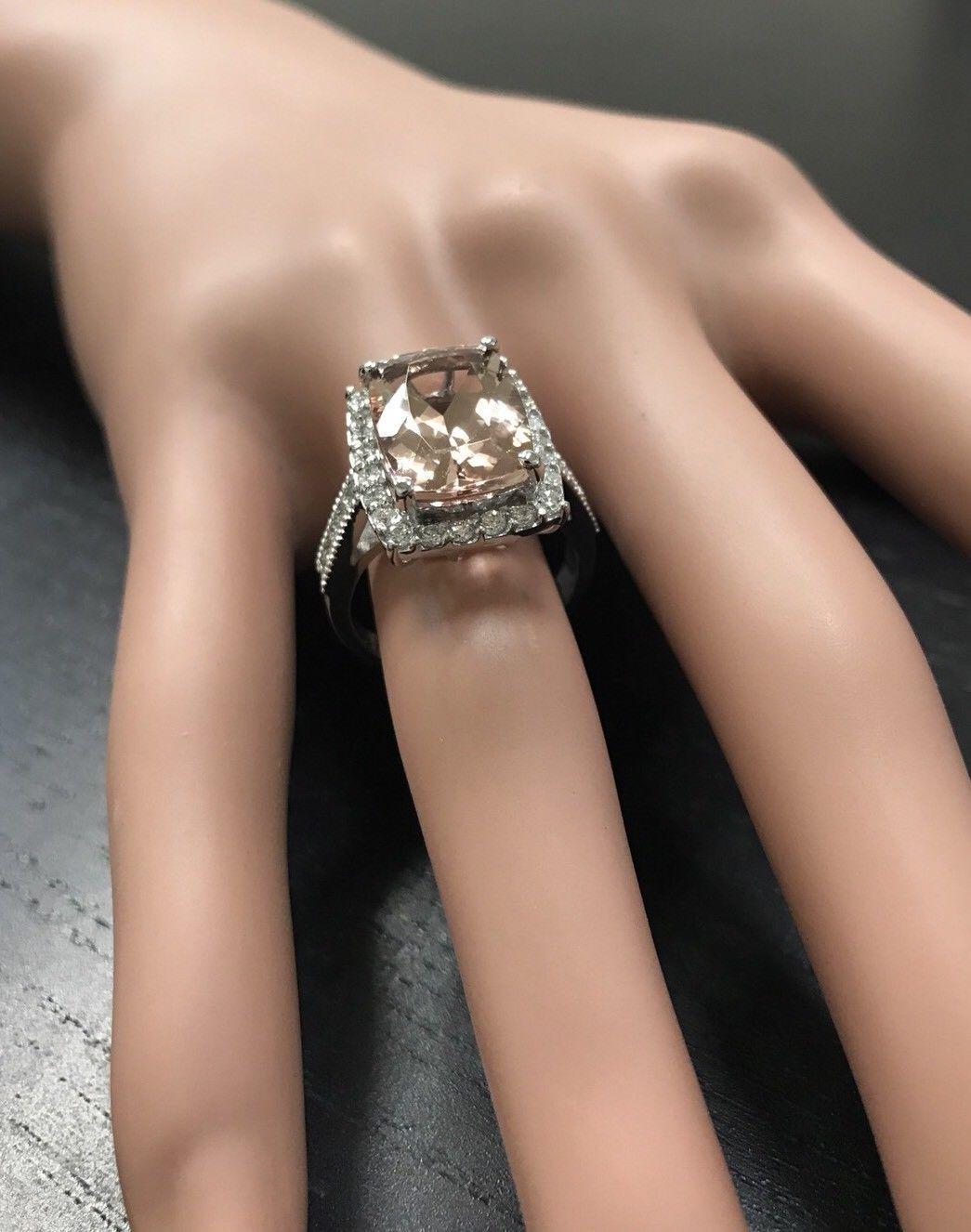 7.35 Carat Exquisite Natural Morganite and Diamond 14 Karat Solid Gold Ring For Sale 1