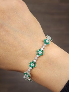 Bracciale tennis con smeraldo naturale e diamanti da 7,35 carati