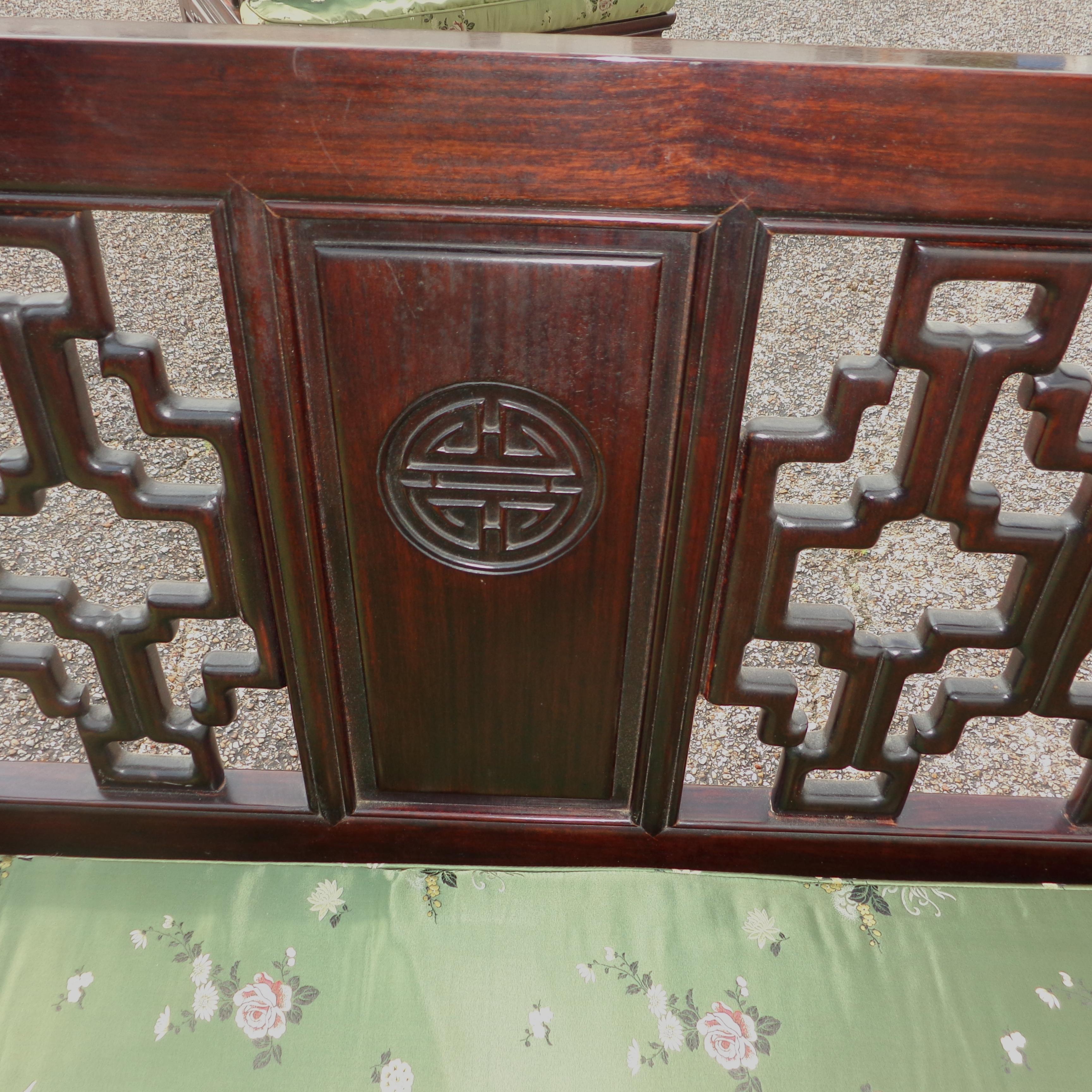 Chinoiserie-Sofa aus Rosenholz im Ming-Stil, Vintage im Zustand „Gut“ im Angebot in Pasadena, TX