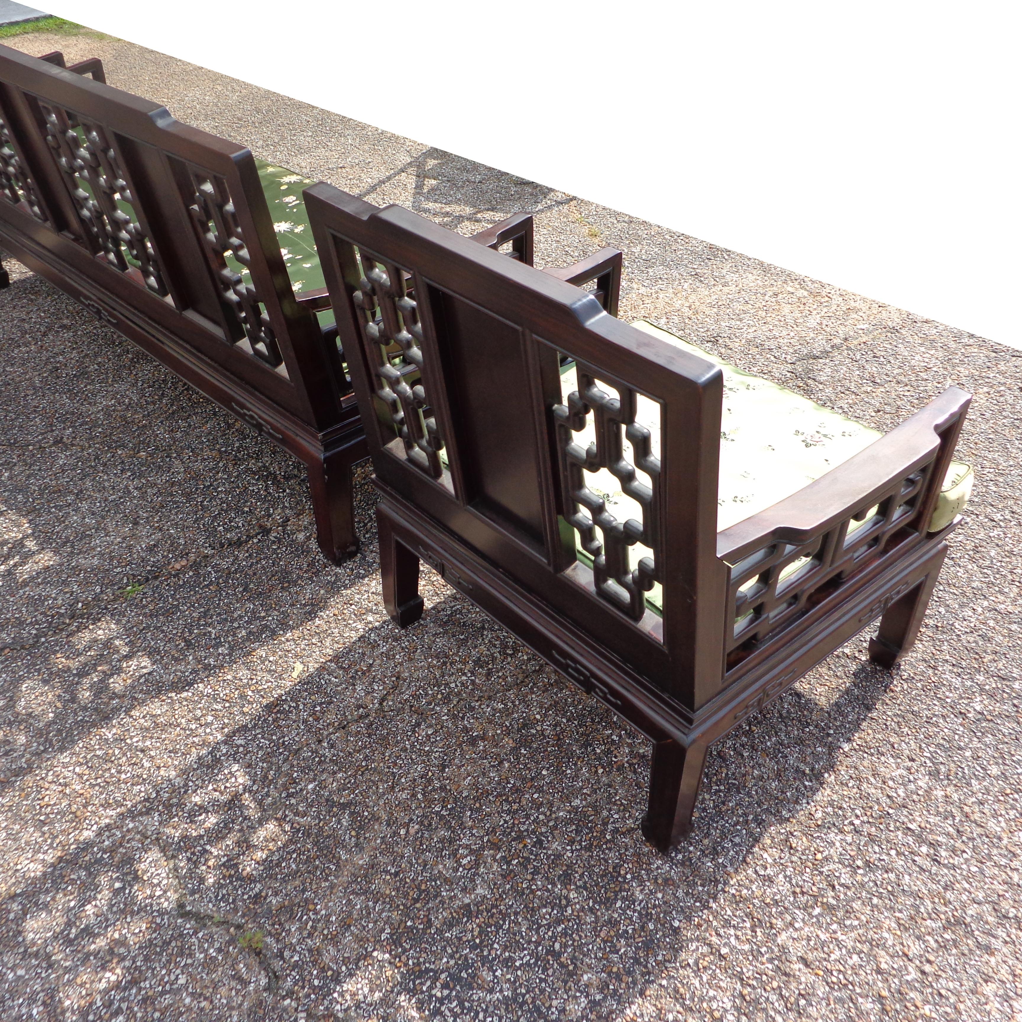 Vintage Chinoiserie Ming Style Rosewood Sofa For Sale 2