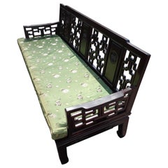 Sofa vintage de style chinoiseries Ming en bois de rose