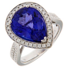 7.356 carat Pear-Shaped Tanzanite Diamond Cocktail Ring