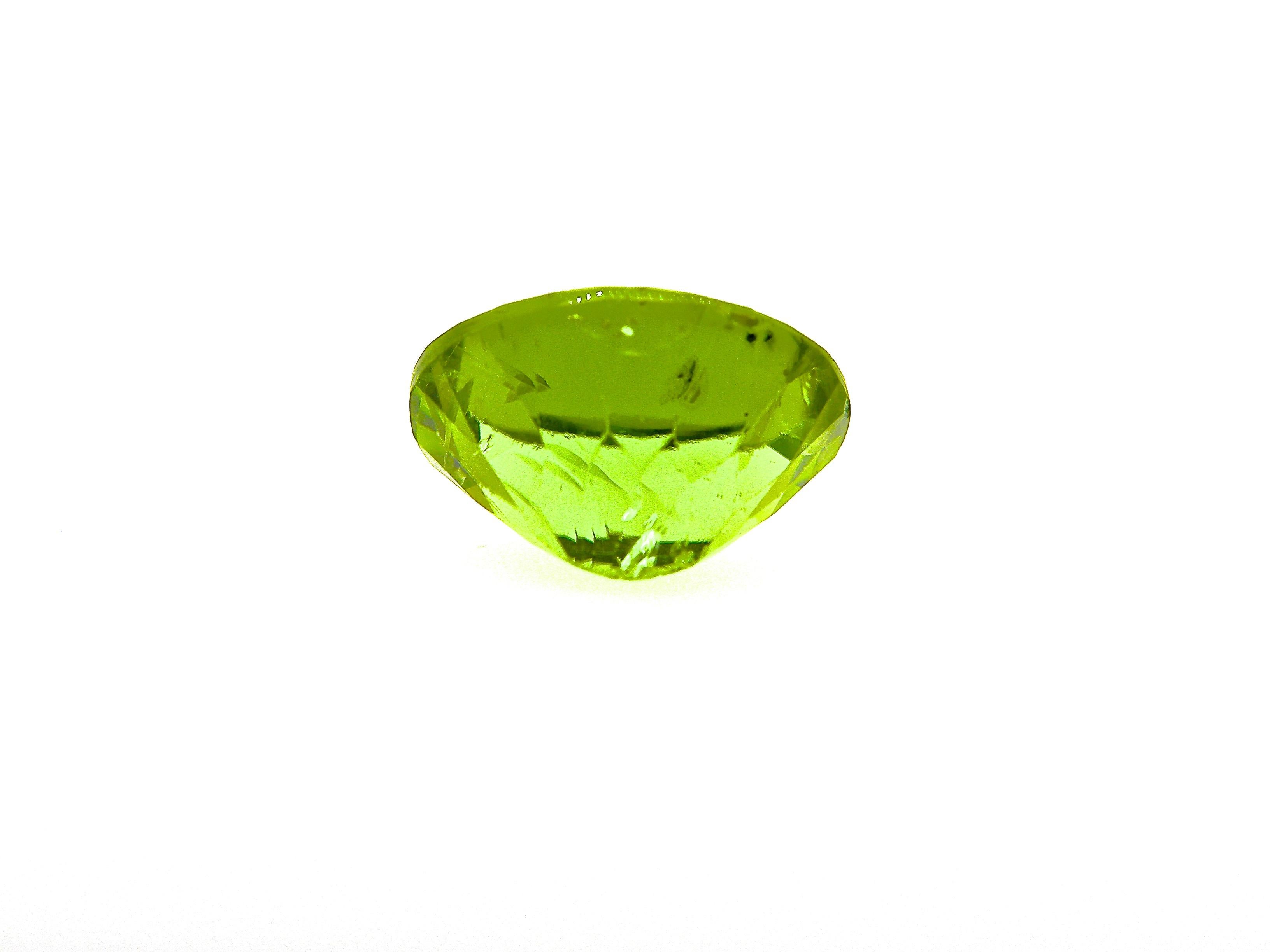 Oval Cut 7.36 Carat Natural Unheated Oval-Cut Burmese Vivid Green Peridot For Sale