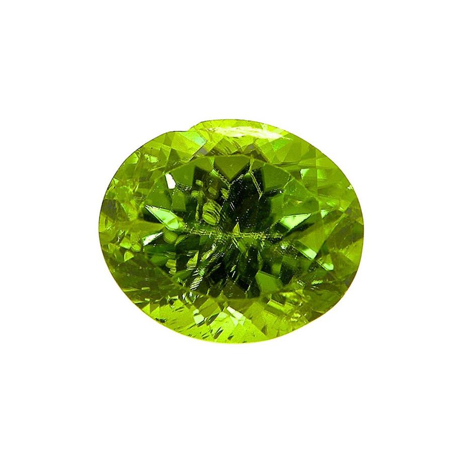 7.36 Carat Natural Unheated Oval-Cut Burmese Vivid Green Peridot For Sale