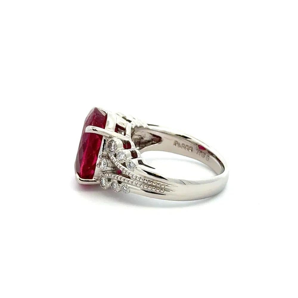 Bague cocktail solitaire d'affirmation en tourmaline rubellite et diamants de 7,36 carats Pour femmes en vente