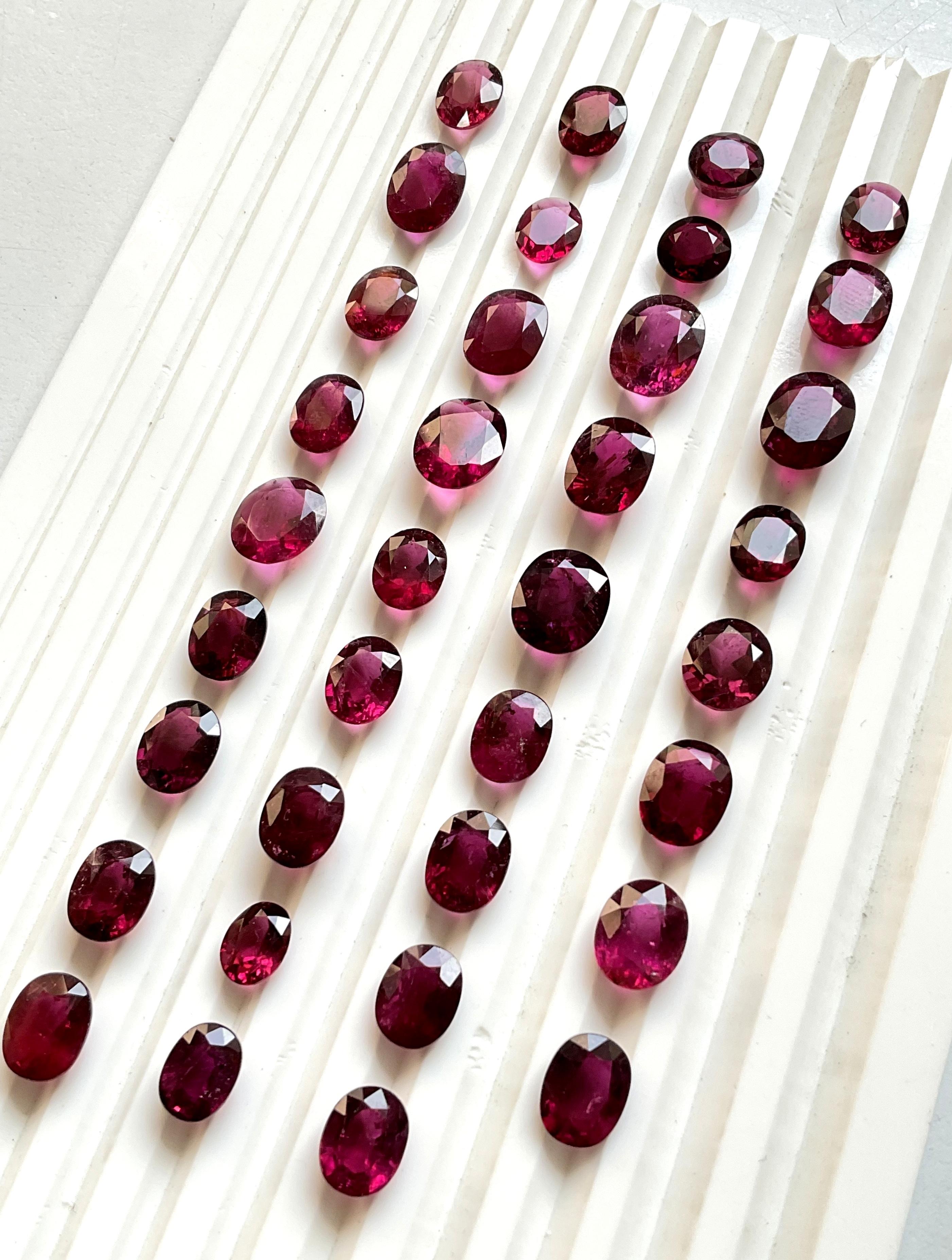 73.63 Carat Rubellite Tourmaline Oval Cut stone 35 Piece For Jewelry Natural Gem In New Condition For Sale In Jaipur, RJ