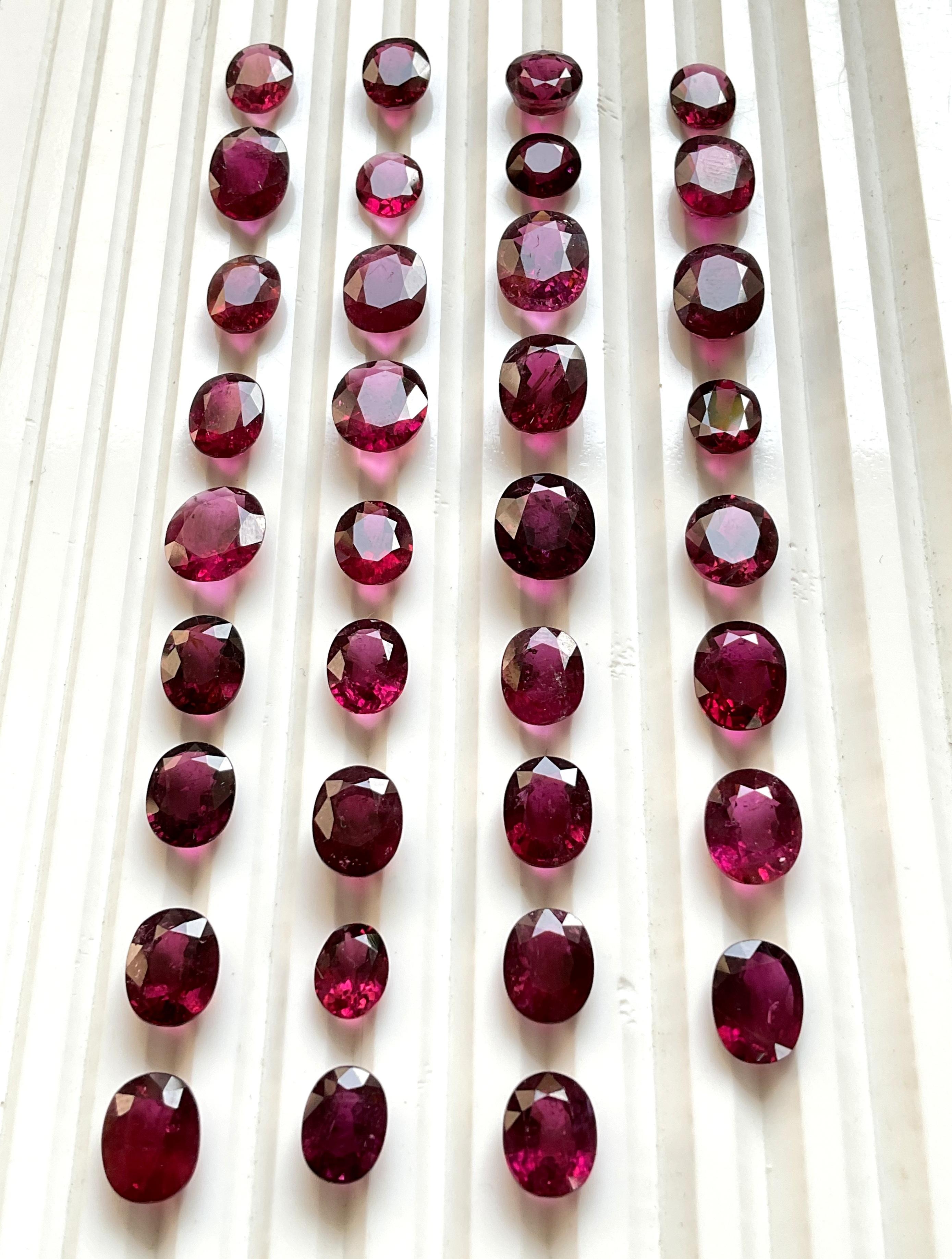 Women's or Men's 73.63 Carat Rubellite Tourmaline Oval Cut stone 35 Piece For Jewelry Natural Gem For Sale