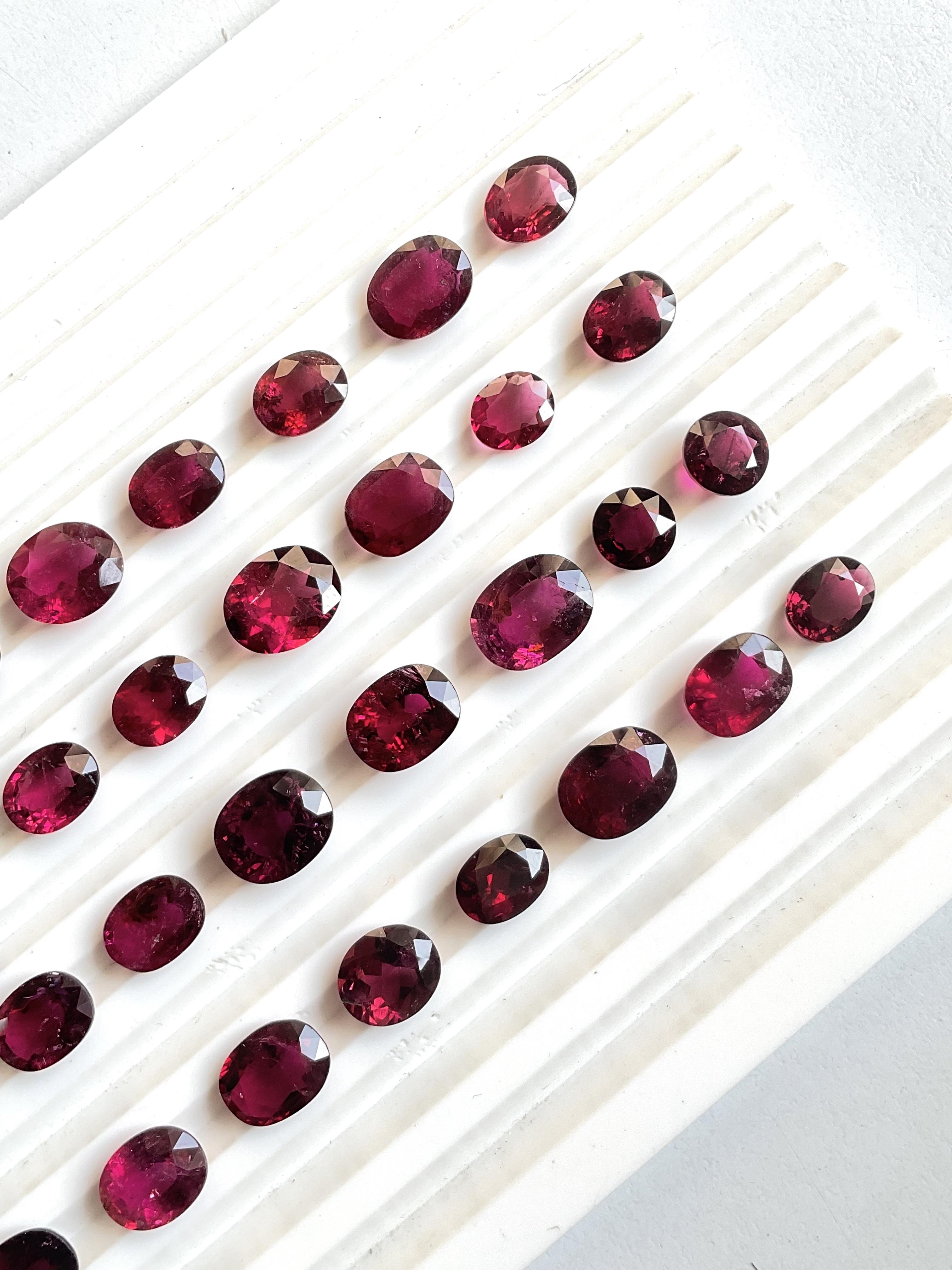 73.63 Carat Rubellite Tourmaline Oval Cut stone 35 Piece For Jewelry Natural Gem For Sale 1