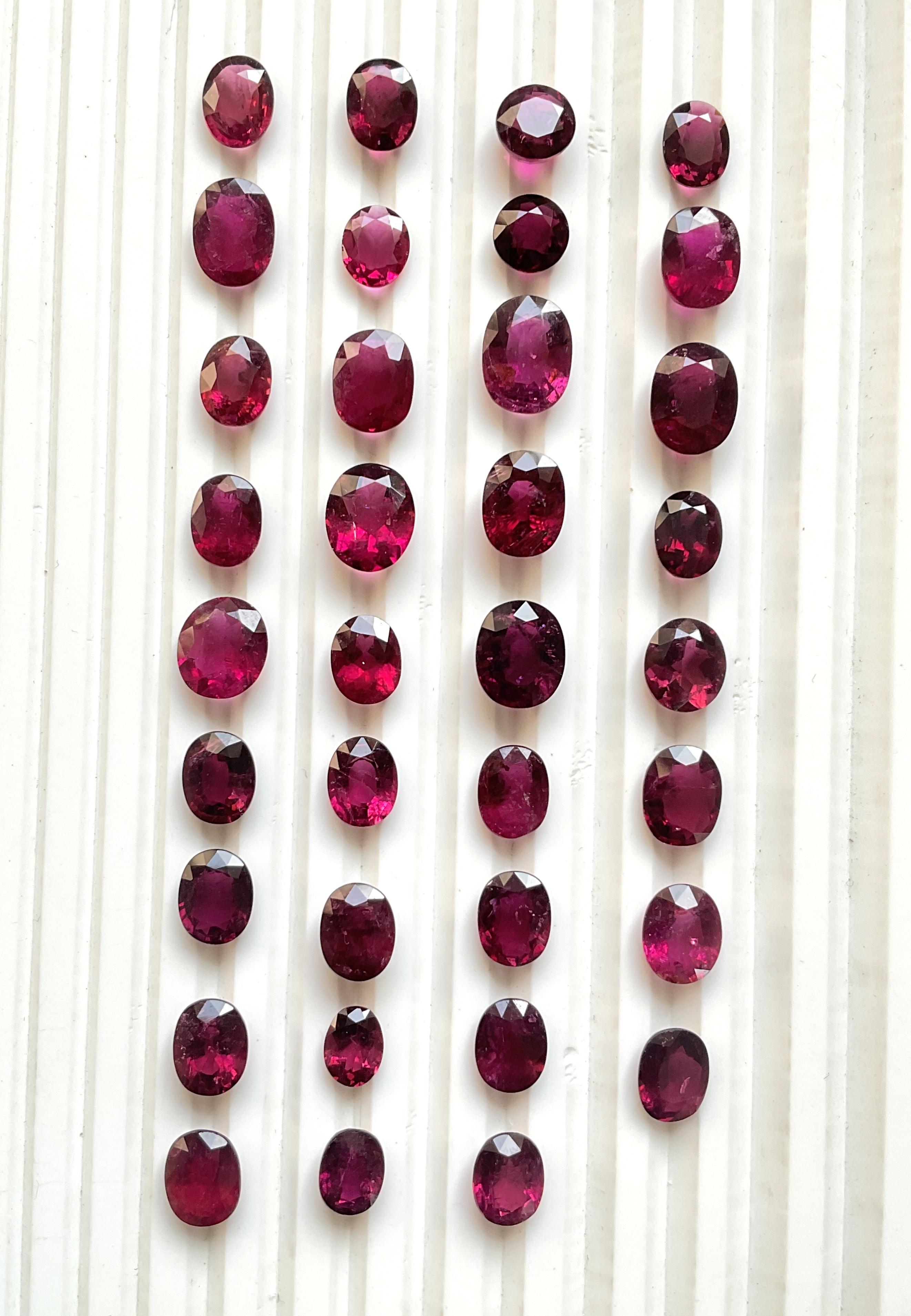 73.63 Carat Rubellite Tourmaline Oval Cut stone 35 Piece For Jewelry Natural Gem For Sale 3