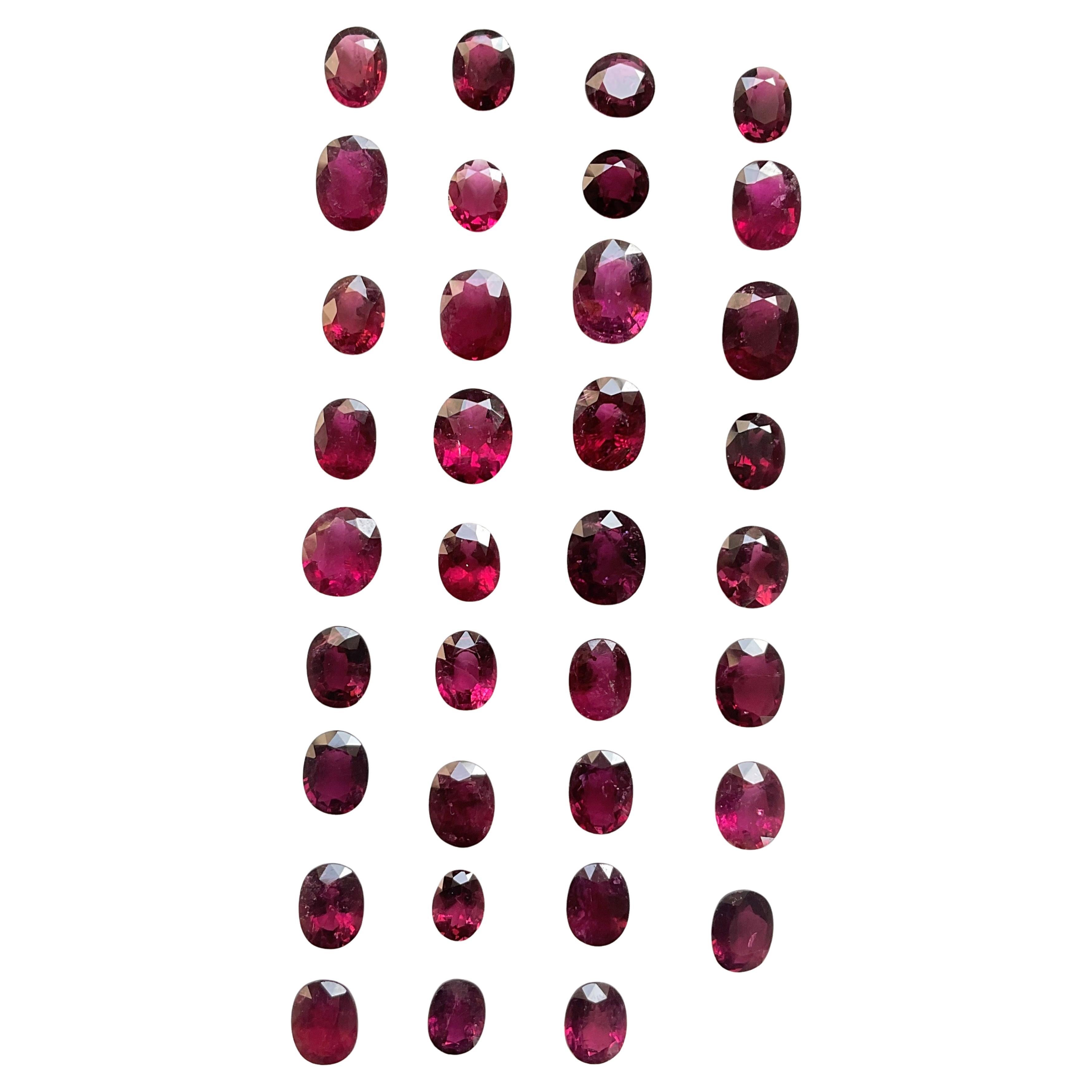 73,63 Quilates Rubelita Turmalina Corte Ovalado 35 Piezas Para Joyería Gema Natural