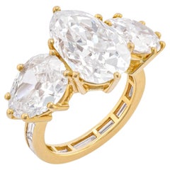 7.37 Carat Pear Statement Brilliant White   Grandeur Heirloom Diamond Ring