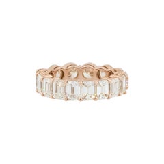 Natural Round Brilliant & Emerald Cut Diamond Eternity Band 14 Karat in Stock