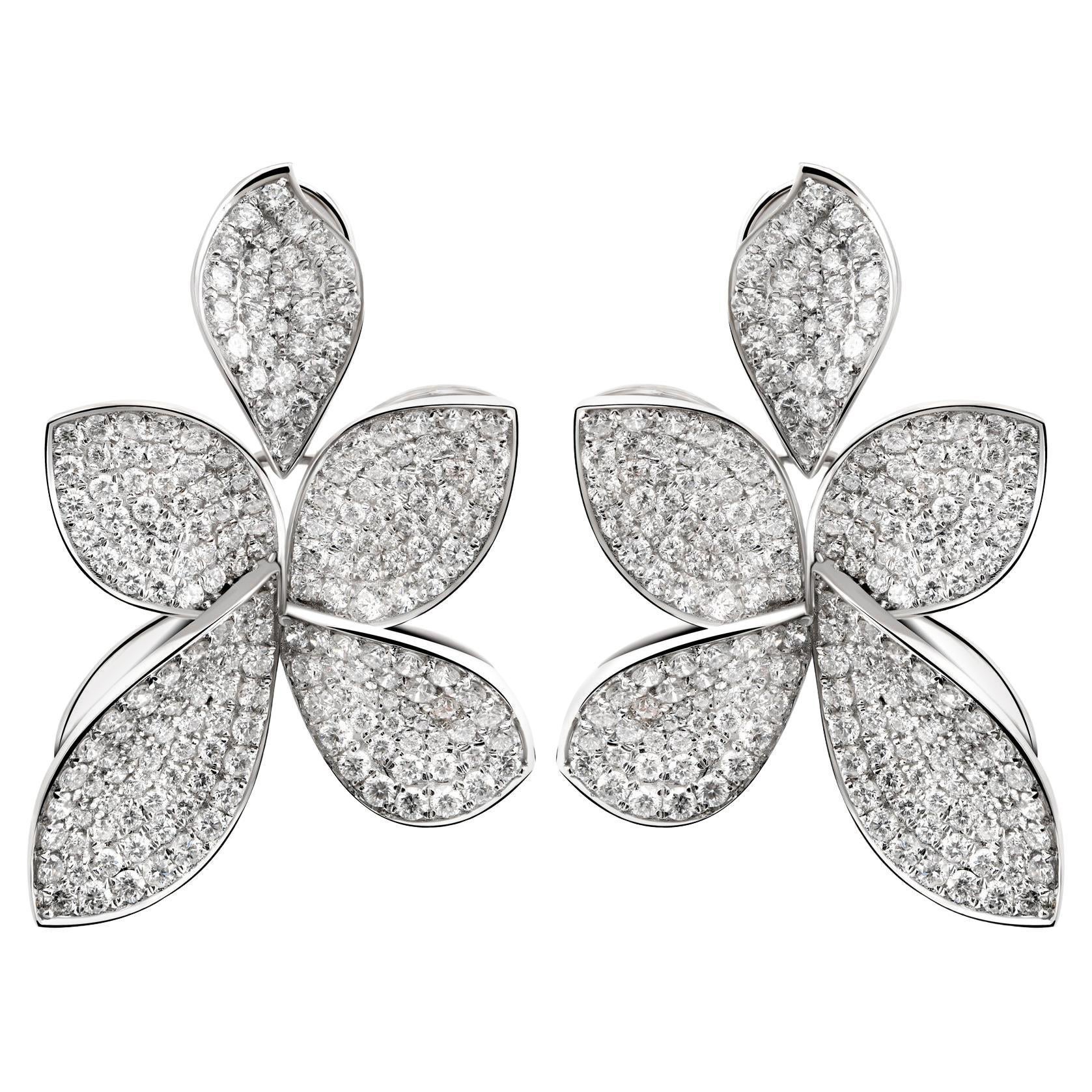 7.37 Ct Leaf Shape Natural Diamond Dangle Earrings 14k White Gold Jewelry