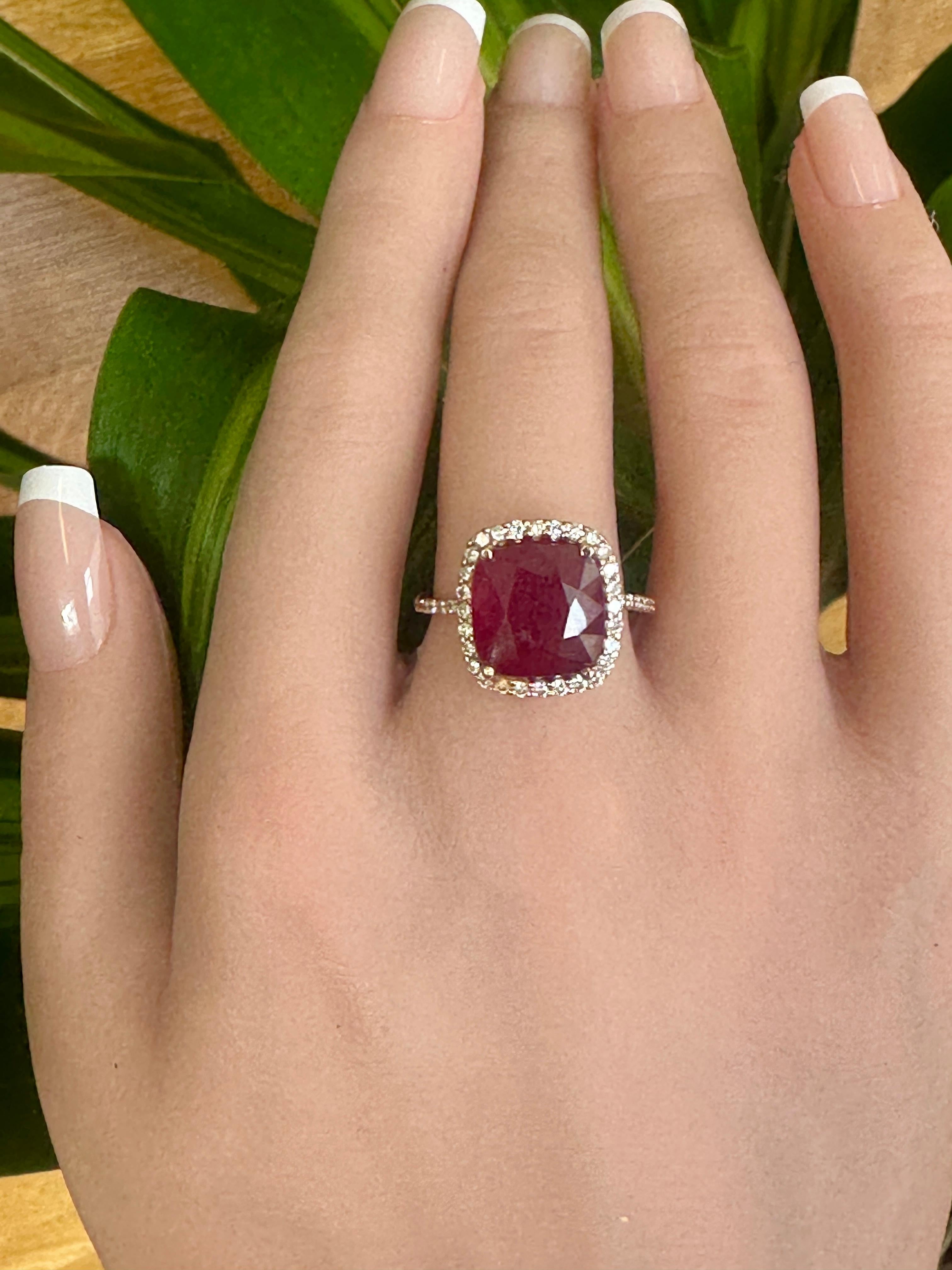 7,37 CTW Rubin-Diamant-Ring im Zustand „Hervorragend“ im Angebot in Austin, TX