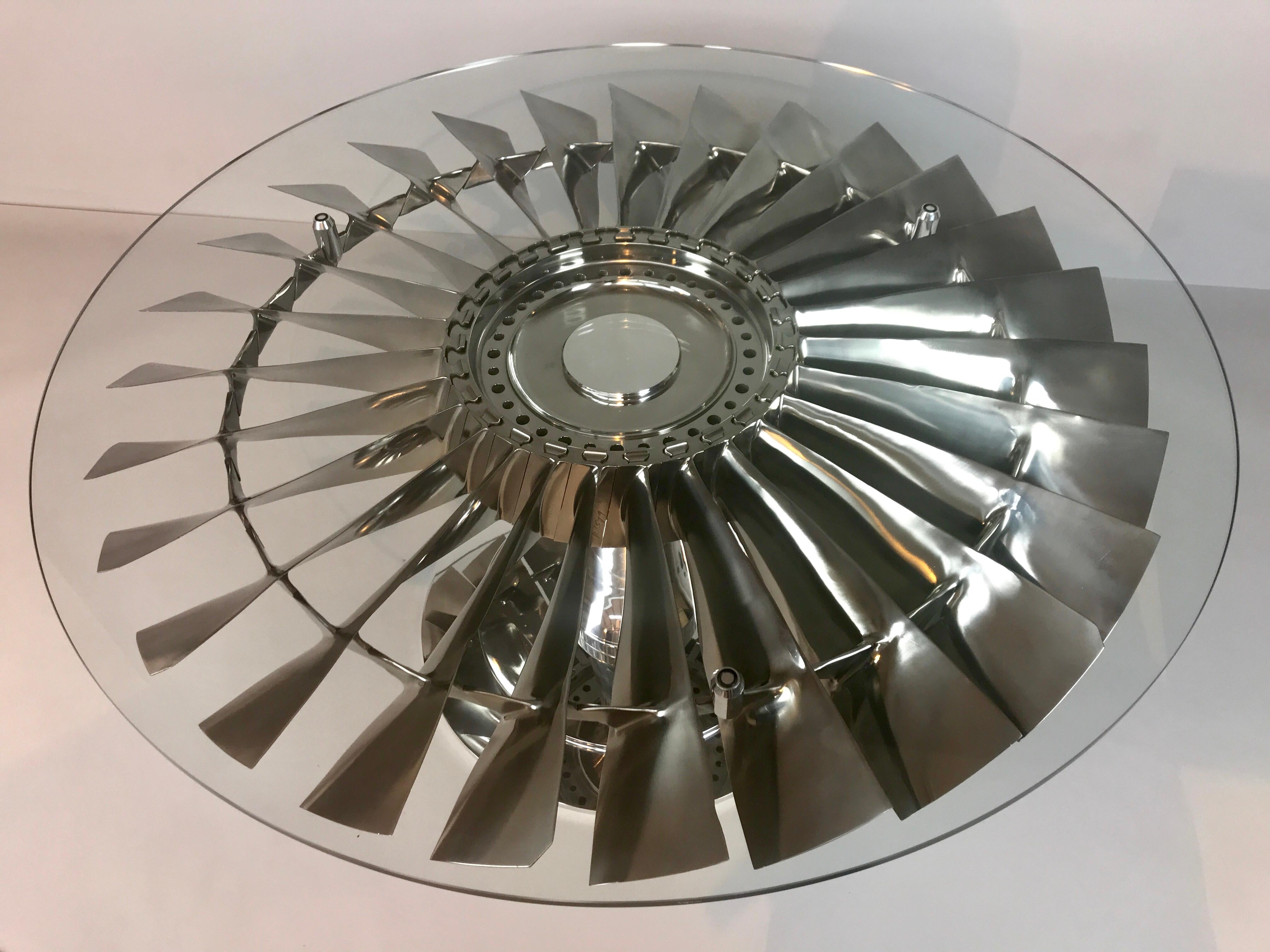 British 737 LP1 Jet Aircraft Fan Blade Coffee Table For Sale