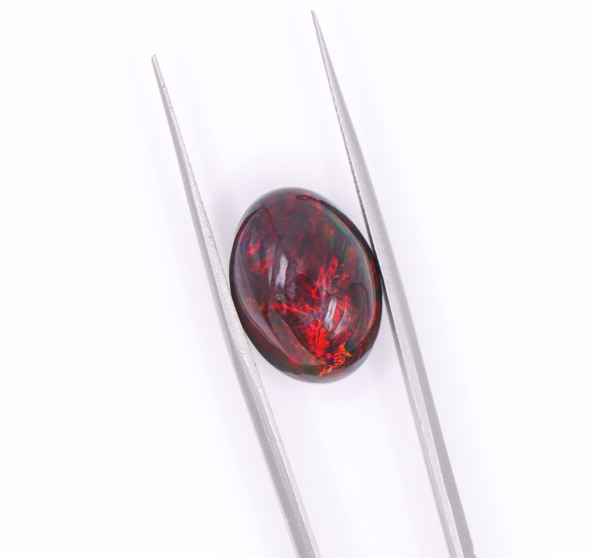 Oval Cut 7.38 Carat Black Opal Loose Gemstone Oval 16x12mm For Sale