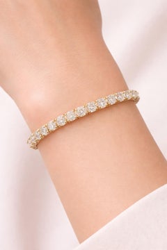 7.38 Ct Natural 14K Yellow Gold Flexible Diamond Bangle by Brillante Jewels