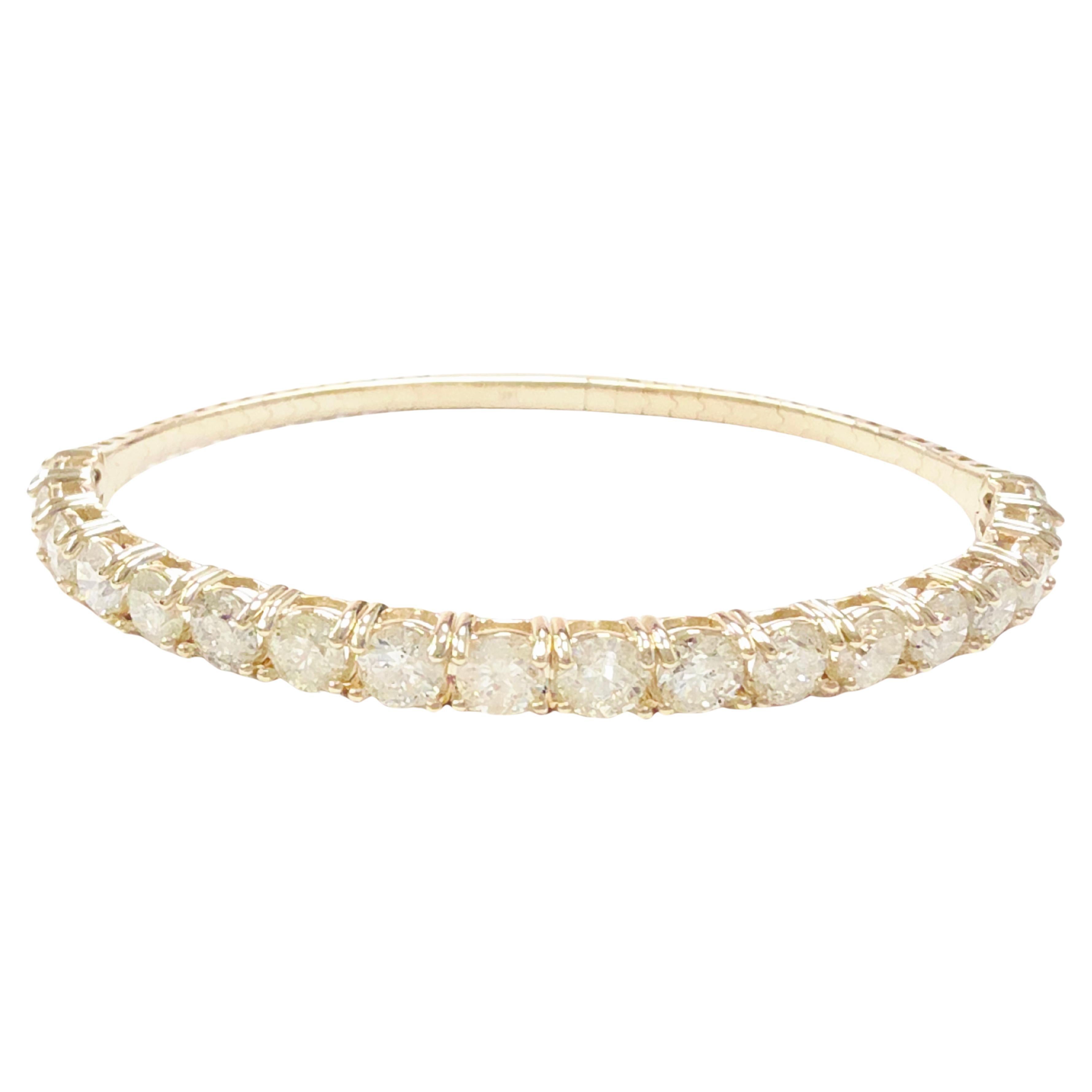 Bracciale flessibile da 7,38 carati con diamante naturale in oro giallo 14 carati