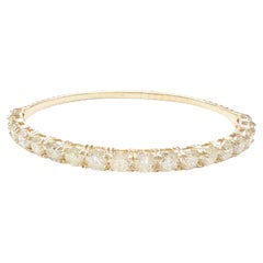 7.38 Carat Flexible Bangle Natural Diamond Yellow Gold 14 Karat