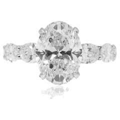 7.38 Carat Oval Diamond Ring Mixed 18K White Gold Refined Grandeur Heirloom