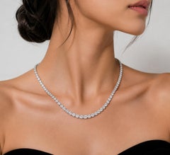 7.38 Carat Round Cut Diamond Tennis Chain Necklace 18k White Gold Wedding Gift