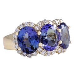 Tanzanite Diamond Ring In 14 Karat Yellow Gold