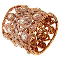7.38 Carat Vivid Pink Diamond and 39.34 Carat White Diamonds Rose Gold Cuff