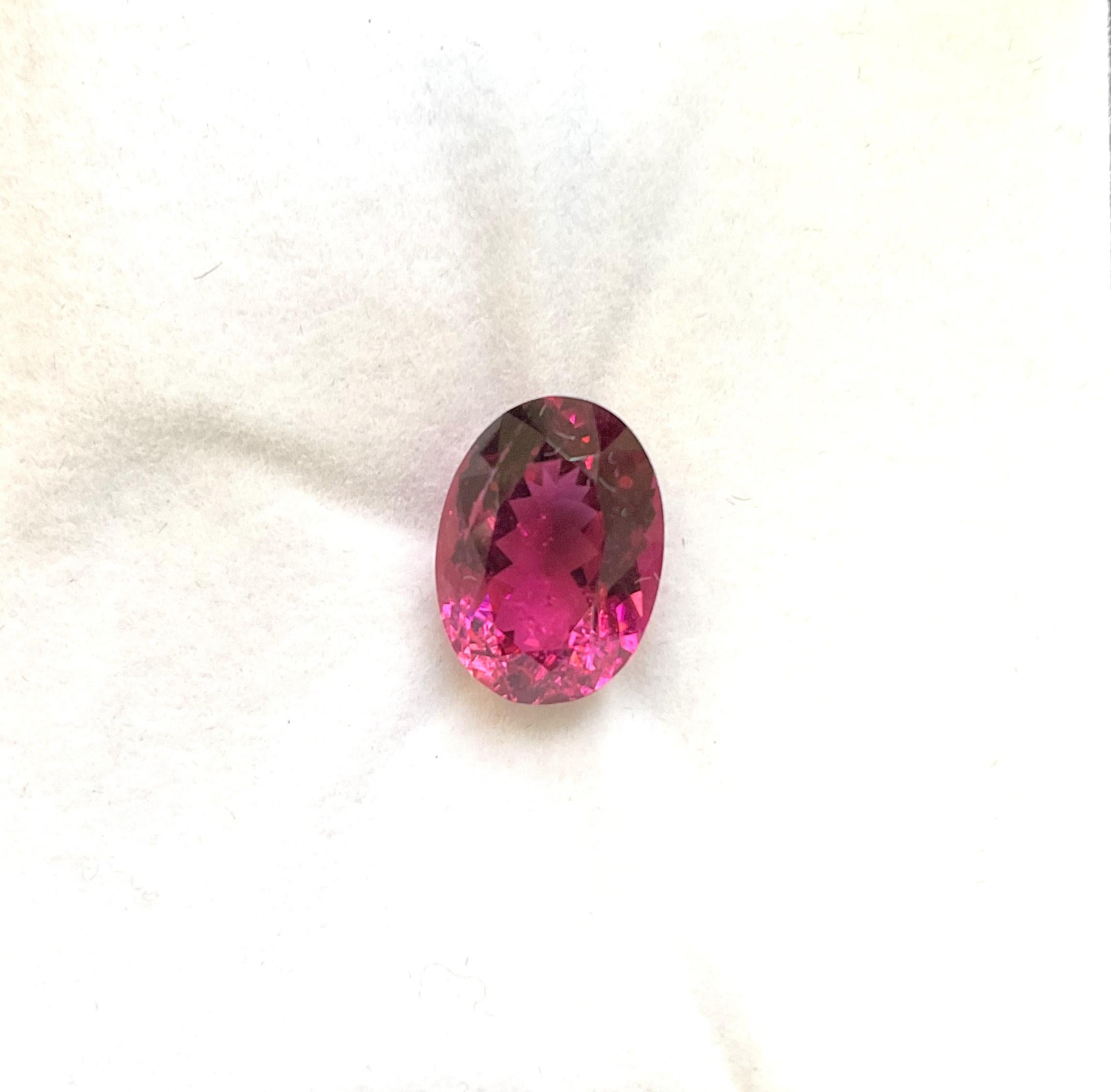 Women's or Men's 7.38 Carats Rubellite Tourmaline Oval Cut Stone For Jewelry Natural Gemstone For Sale