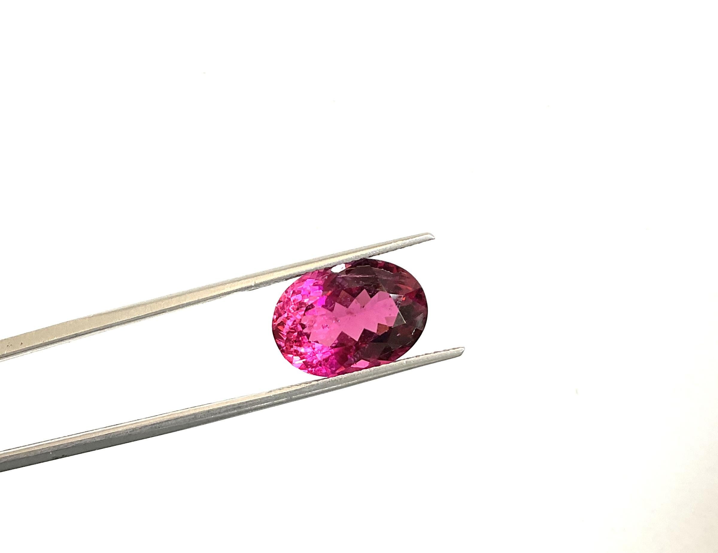 7.38 Carats Rubellite Tourmaline Oval Cut Stone For Jewelry Natural Gemstone For Sale 3