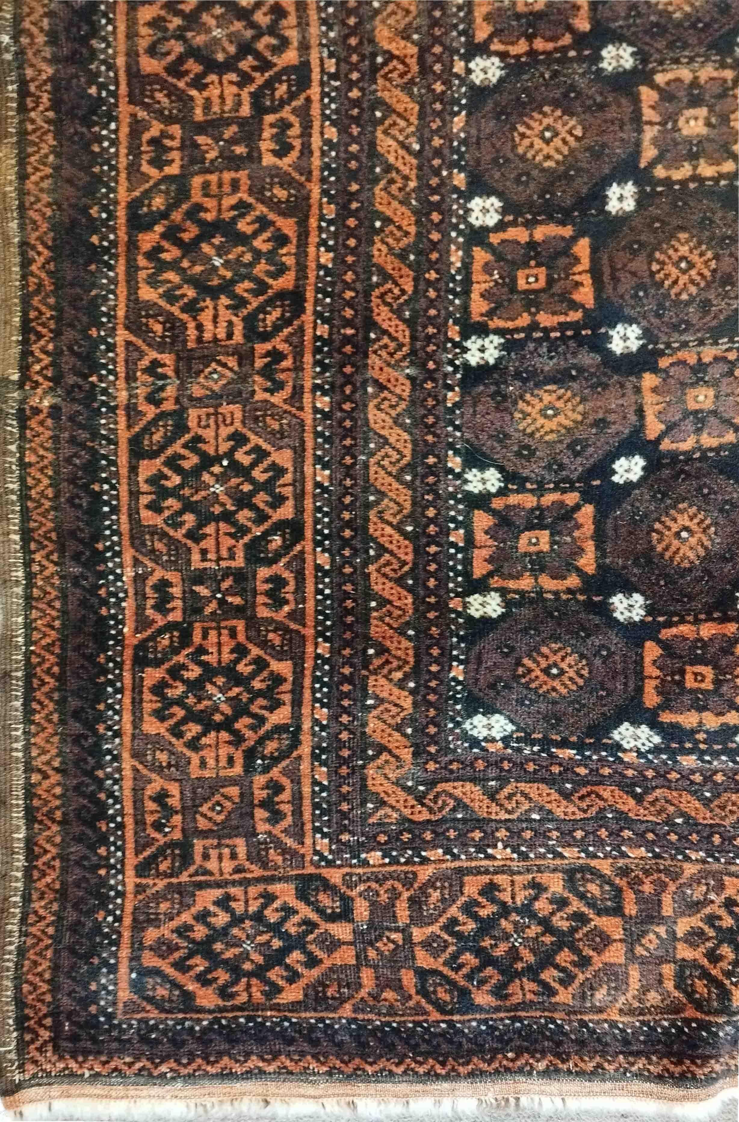 738 - Vintage Design Teppich End Turkmen Afghan Bukhara im Angebot 3
