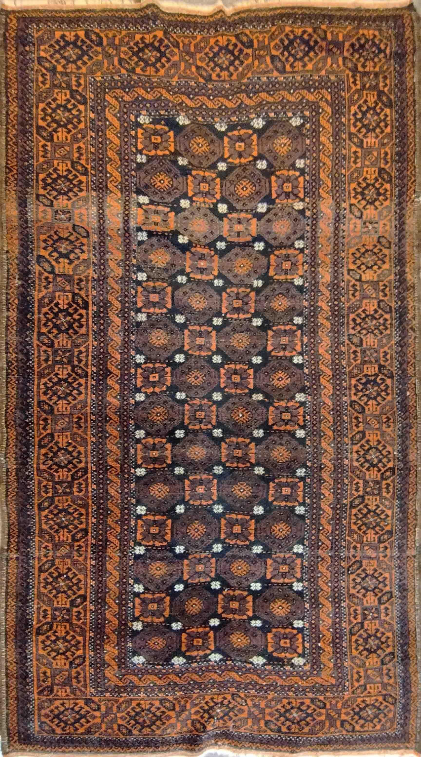 738 - Vintage Design Teppich End Turkmen Afghan Bukhara im Angebot 5