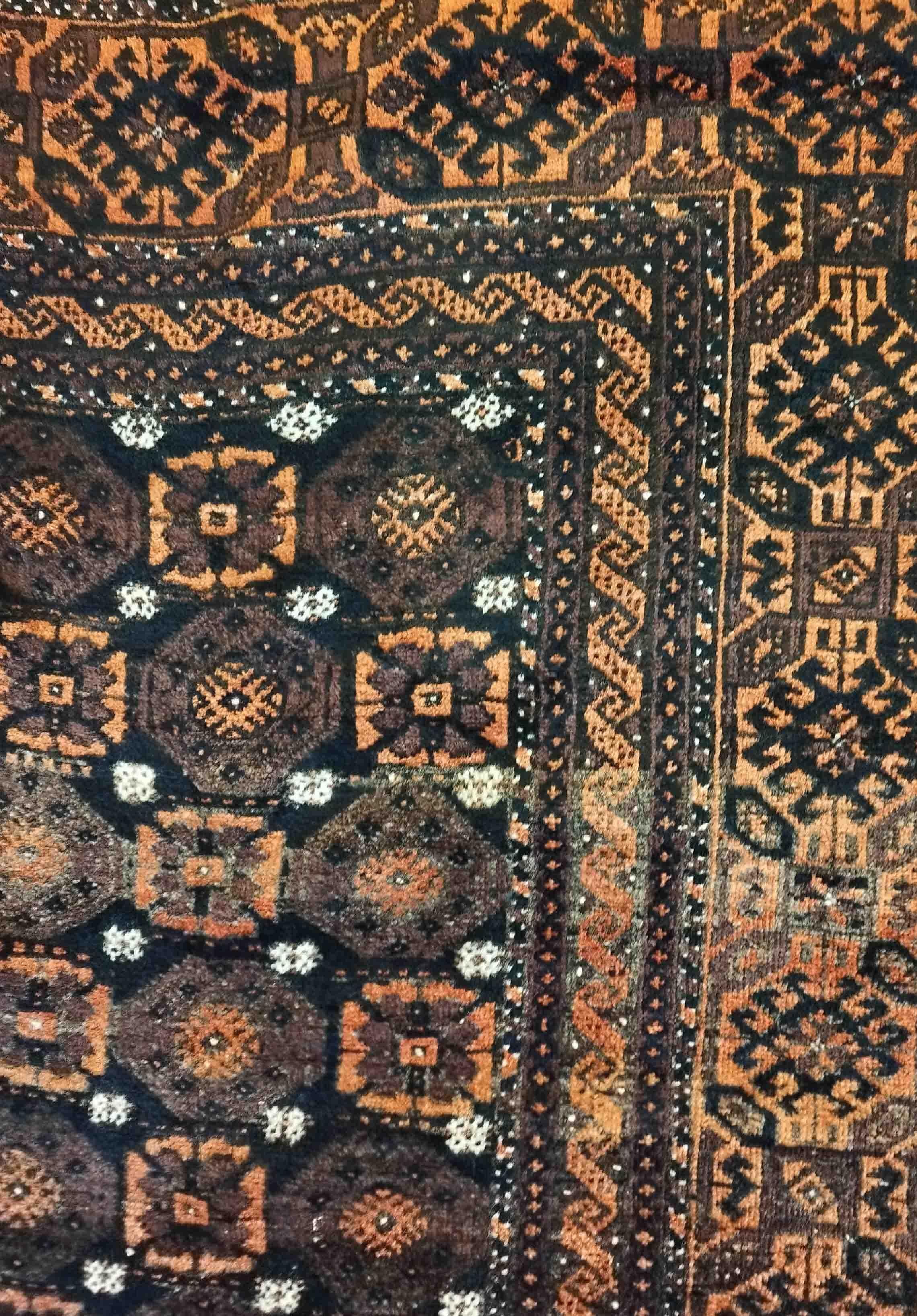 738 - Vintage Design Teppich End Turkmen Afghan Bukhara (Wolle) im Angebot