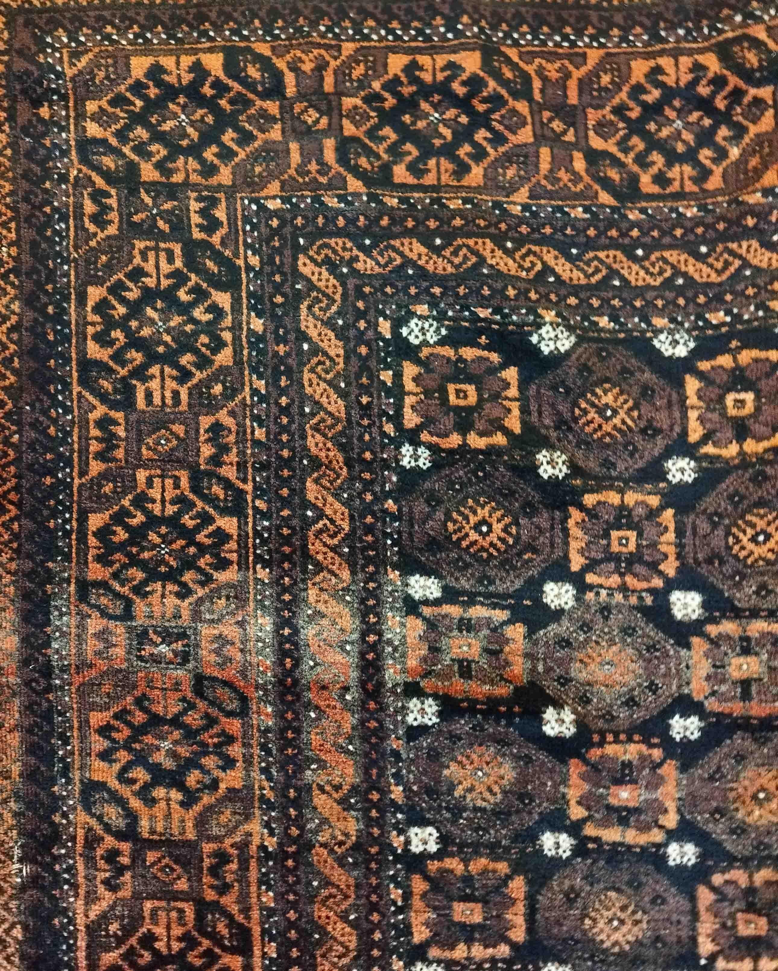 738 - Vintage Design Teppich End Turkmen Afghan Bukhara im Angebot 1